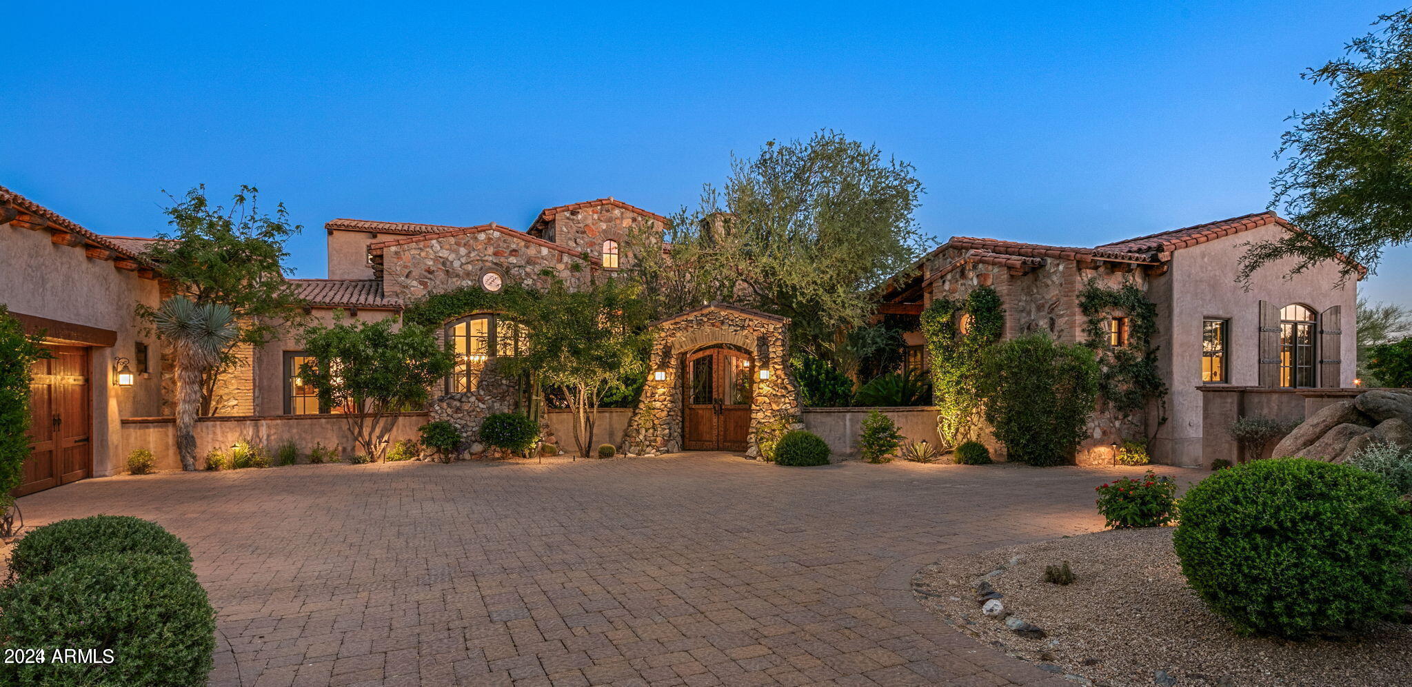 Spectacular Italian Farmhouse with expansive views of the 13th hole of the Tom Fazio designed golf course and mountains to the south. Impeccably updated in the last year, this home has finishes throughout that are second to none. A golf membership to the Mirabel Club is available per the club bylaws and subject to application approval. Truly one of the finest homes in north Scottsdale.