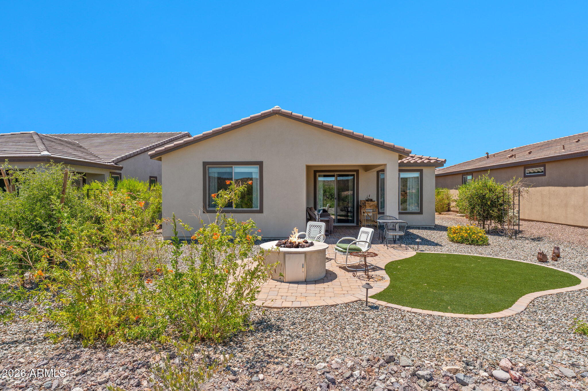 Are you looking for unobstructed views of our beautiful AZ desert?  Look no further because this home truly does abut state land and it is beautiful!  If the Wickenburg Ranch lifestyle is what you are looking for than don't hesitate to look at this lovely 2BD 2BA + den Shea home.  Soft neutral colors throughout, wood look tile, bright spacious kitchen,  generous primary suite and so much more!  This home is the perfect size, easy care and move in ready!