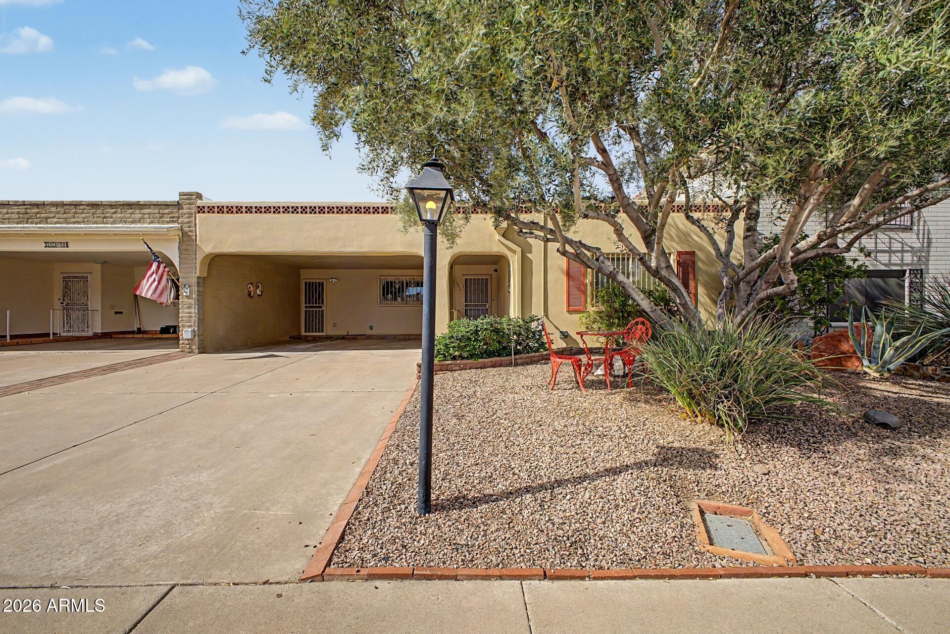 Gorgeous, very Sought after and one of the most popular floor plans in Villa Monterey. Centrally located minutes to old town Scottsdale, Chaparral Park, Scottsdale Fashion Square, loads of restaurants, golf, walking & biking trails, Loop 101, and more.  Owner has update and meticulously cared for.  Upgrades include:  Newer cabinets in kitchen & baths. Vinyl plank flooring, baseboards, custom counters, sink & lighting fixtures.  Owner installed a beautiful gas fireplace, Sun Setter awning & lighting.  Home can be purchased fully furnished at this price. Just bring your toothbrush.  It's a real treasure and move in ready.