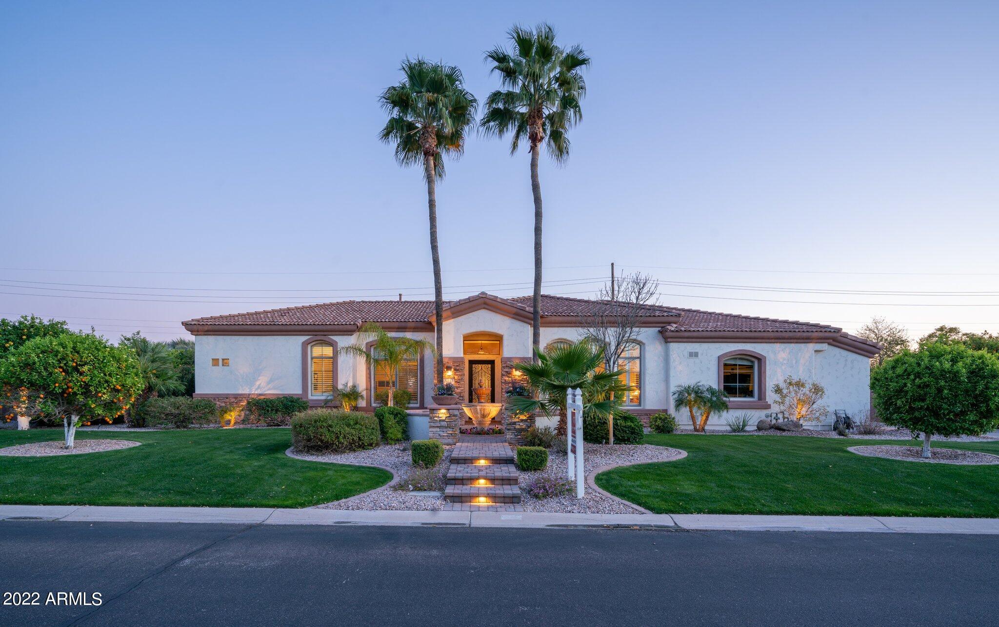 If you're looking for a great property for entertaining, large family, then search no more! This home is over 6,000 square feet with 4 bedrooms on the main level, two bedrooms in the basement, and 4.5 bathrooms. Game room downstairs in the basement, 3 car extended garage, RV gate with slab, tons of storage...this has the works!! The primary suite is split from the other bedrooms on the main level. There is also an extra work space that would be a bonus room or study area or game room on the main level as well! Huge kitchen with granite countertops, kitchen island, built in ovens plus great room. Amazing formal dining room, and the backyard has a pebble tec pool and spa, putting green, built in BBQ and exterior firepit to enjoy. Newer features pool solar heater, epoxy garage flooring, front door replaced, R/V gate pavers and energy star rated home.