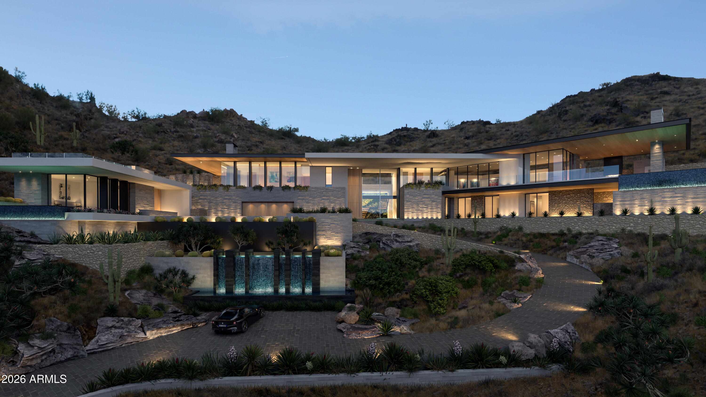 Discover the Ruby Residence in Crown Canyon, Arizona's most exclusive gated community. Set on a breathtaking two-acre parcel, the home captures framed canyon views and distant vistas of Paradise Valley and Four Peaks. Award-winning contemporary design is expressed through cantilevered steel rooflines and organic materials drawn from the surrounding geology. Expansive pocket doors blur indoor-outdoor living and a dramatic two-story glass atrium with floating stairs and bridge leads to a private primary wing with a spa, office, and resort style amenities. The western wing hosts the main living and entertainment areas, flowing seamlessly to an elevated terrace and pool deck offering pristine living high above the desert floor. An impressive 10-car garage with room for 2 lifts expands from the oversized auto court. 

Crown Canyon is a secluded and untouched 30-acre enclave in the prestigious community of Paradise Valley. Nestled within a breathtaking mountain preserve, this is home to 12 exceptional luxury residences. Meticulously designed by renowned architects, these one-of-a-kind homes embrace the natural beauty of the surroundings, maximizing the captivating views and unique topography of each homesite. Experience tranquility, seclusion, and utmost security within this gated haven, ensuring unparalleled peace of mind.