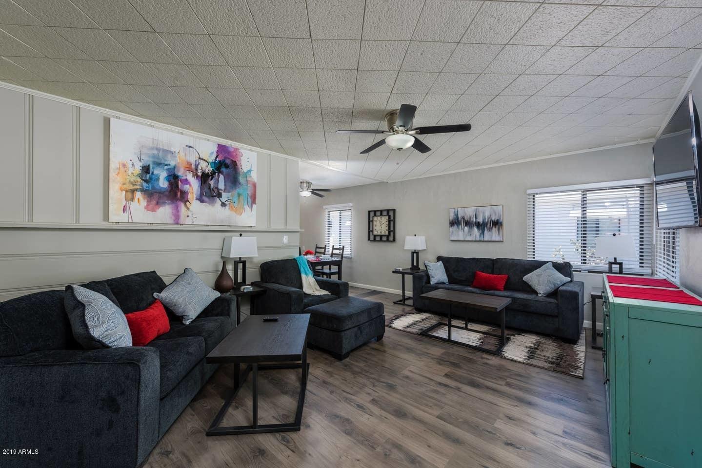 We are please to announce State College Home Apartments. 9 units walking distance to ASU and Mill Ave. These apartments have nice
updates of new exterior paint and brand new landscaping. Two separate lots with 6 and 3 units. Individually metered for gas and electric.Some have newer
windows floors and bathrooms and most kitchens have been updated. Also there is room in the back lot where you can build 2 to possible 3 more units. Parking in the front and back as well as covered parking. (8) one bedroom and (1) studio. Amazing value add with rents not being raised in over 10 years. Existing washer and dryer onsite coin operated. Most units are large enough to add stack able washer and dryer units. All facts and figures are
approximate buyer verify MLS info Drive by on