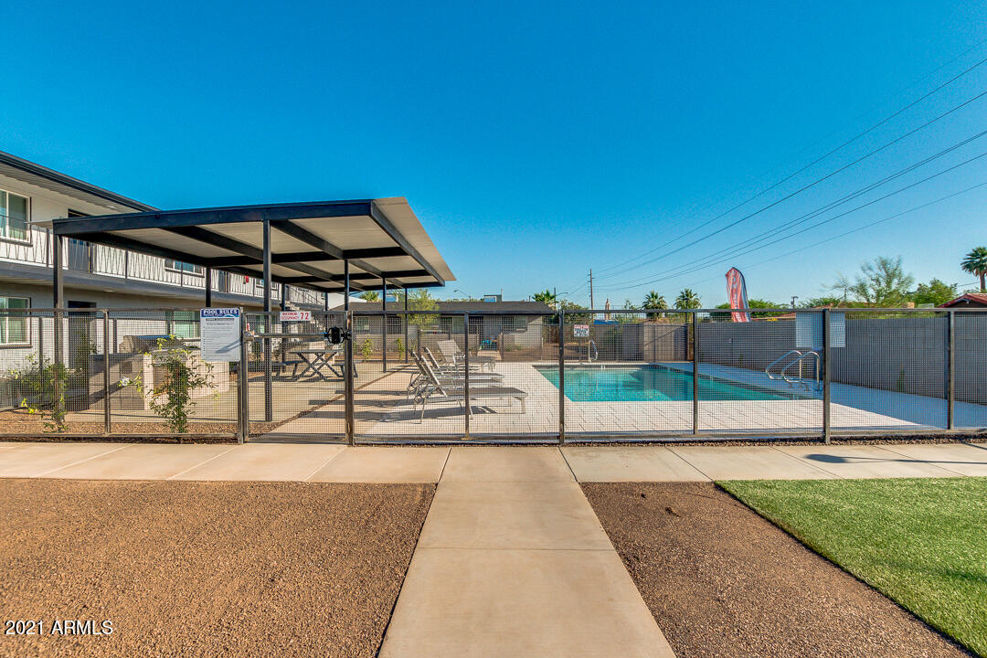 THE CORONADO 19 is a newly renovated 19-unit multifamily complex with (2) Studios, (9) 1-Bedroom/1-Bath units and (8) 2-Bedroom/1-Bath units just outside the Coronado Historic District. Built
in 1960, The Coronado 19 consists of approximately 13,300 sq ft of rental space. All units are fully renovated with new cabinets, granite countertops, flooring, stainless steel appliances, dual pane windows and in-suite washer/dryers. The property has been updated with all new electric panels and wiring, new sewer lines and plumbing. A new pool was installed that can be used year round. All units are individually metered for electricity. The property is centrally located in Phoenix with easy access to the 51 freeway. This property is within 5 miles of downtown phoenix, Arcadia, Biltmore, etc.