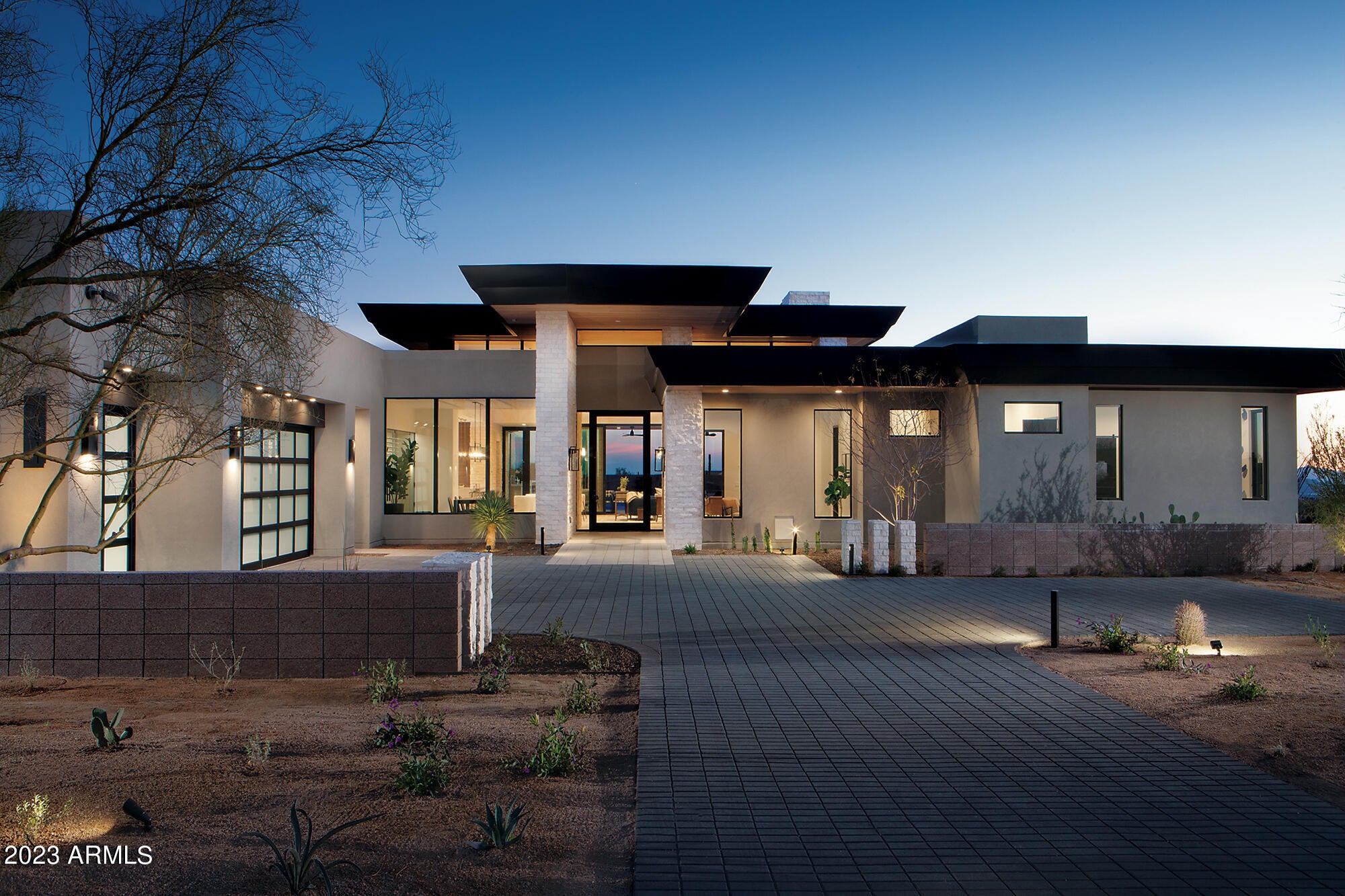 Built by custom home builder Sonora West Development and designed by Swaback Architects, this 4800 Model his approx. 5900/sf with the main home being 5,250/sf, and a separate guest Casita being 650/sf. The main home has open Great room floor plan with 3 bedrooms + Office (with a full bath so it can be 4th bedroom), 4.5 baths and a 3 car garage. The guest Casita has an additional bedroom and bath. It features SubZero & Wolf appliances, pool and front & back landscape. Solitude is located just south of Pinnacle Peak with mountain and city light views. Photo shown is of same model completed home.