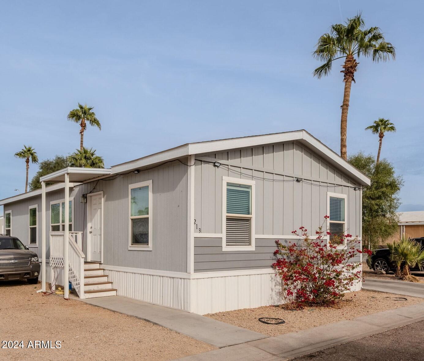 Location, location, location!! Doublewide manufactured home.  Built in 2019, 3 bedrooms 2 bathrooms.  Walk-in shower in master bathroom, inside laundry, refrigerator included. Fenced backyard.  Gas available.  All-age gated community Seyenna Vistas.  This community offers community pool, laundry facilities, and exercise room.  Easy access to 202 freeway, close to Sky Harbor airport, stores, and more.  Very clean, a Must See.