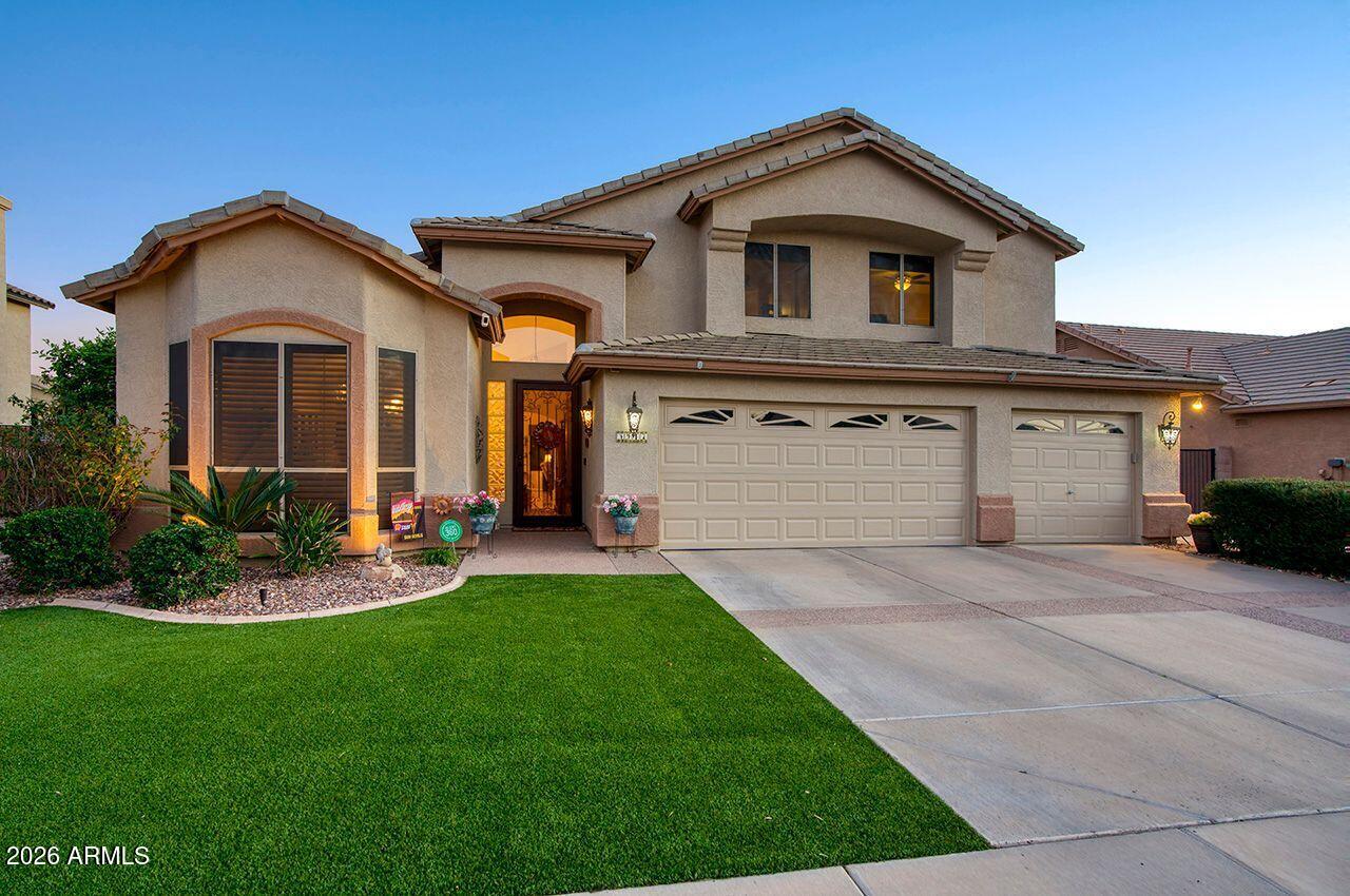 MUST SEE IN 85254 !!!  Over $200K in remodel and upgrades. 4 bedrooms + huge bonus room. Primary bedroom on first floor with dual vanity, 2 walk-in closets and jetted tub. Gorgeous remodeled eat-in kitchen with quartz countertops, breakfast bar, walk-in pantry and upgrades galore. Family room has custom built-in shelving and electric fireplace. Backyard is an entertainer's dream with built-in BBQ, fridge, granite countertops under a beautiful pergola. Sparkling, self-cleaning pebbletec pool with waterfall feature, gas fire pit with mature lemon, orange and grapefruit trees in backyard. Artificial turf in front and back for low maintenance. 3-car garage has epoxy floors, built-in cabinets and brand new  double garage door and motor. Sonos sound system inside and out. New flooring upstairs.