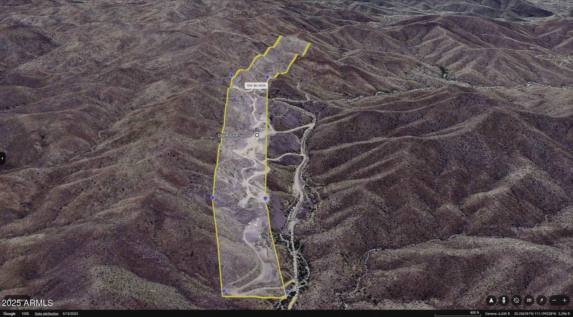 Fully operational large aggregate and rock quarry with ''Brown Gila'' colored stone. Multiple rock sources and 7 Patented claims + approved reclamation plan. Highly sought material at a pit that is strategic for delivery any direction. Permitted for large volume explosives storage. Limited test expressed potential of 500,000 SILVER ounces on premises.