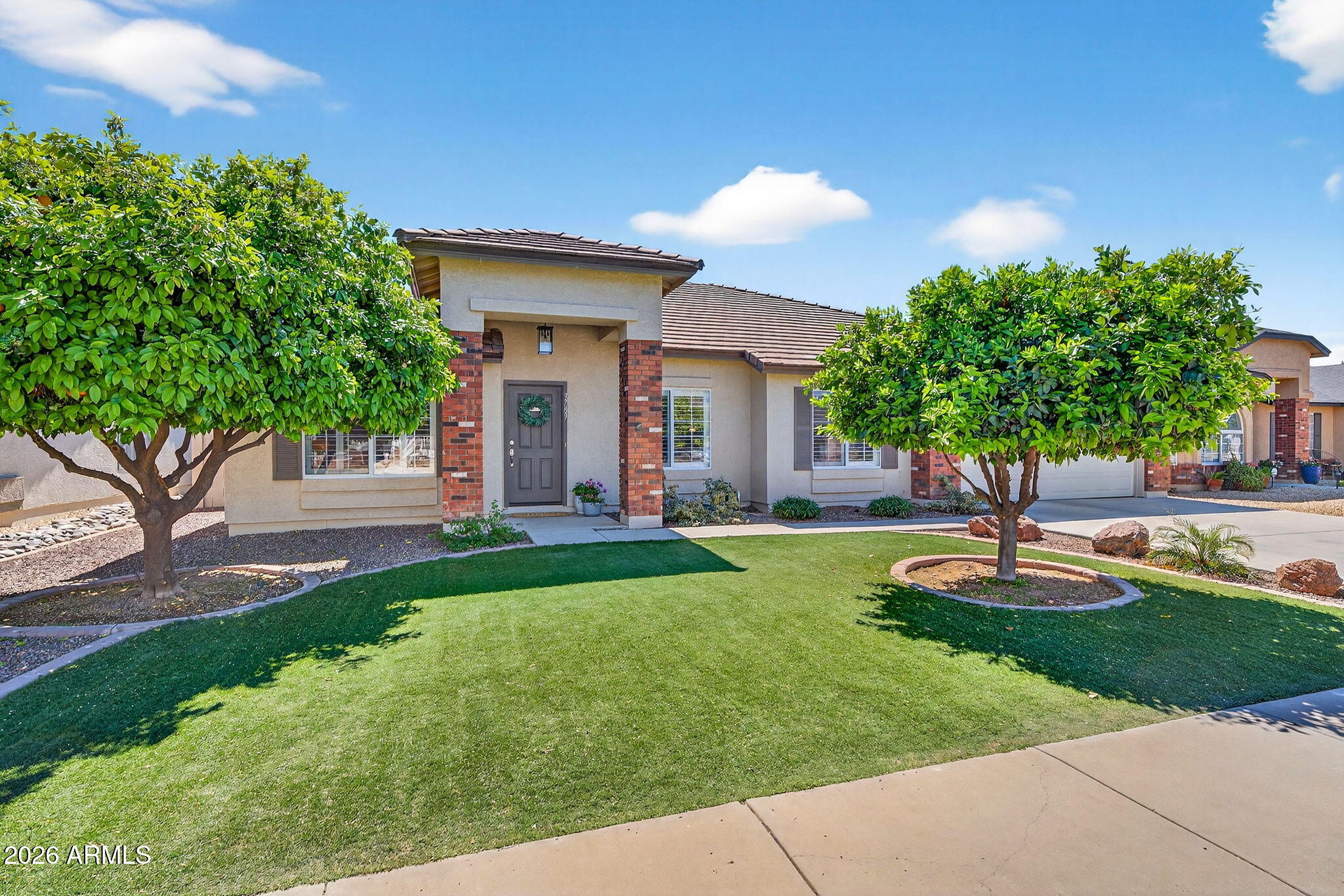 OWNED Solar $100K+, NEW roof, remodeled kitchen/baths + single-story neighbors! Recently remodeled with NEW flooring, NEW quartz kitchen counters, backsplash, & NEW tile bathroom floors. Other upgrades include a NEW water heater, owned water softener, insulated garage, added attic/garage ceiling insulation, custom 3 Day Blinds shutters, & a beautifully remodeled primary shower completed in 2023. Roof improvements include approximately 3/4 replaced with a rubberized backing system for enhanced longevity plus a transferable 15-year warranty. Enjoy little to no electric bill with the massive owned solar system. Spacious floor plan, split primary suite, covered patio, storage shed, & low-maintenance artificial turf in both the front & back yards. You get to simply move in & enjoy the benefits!
