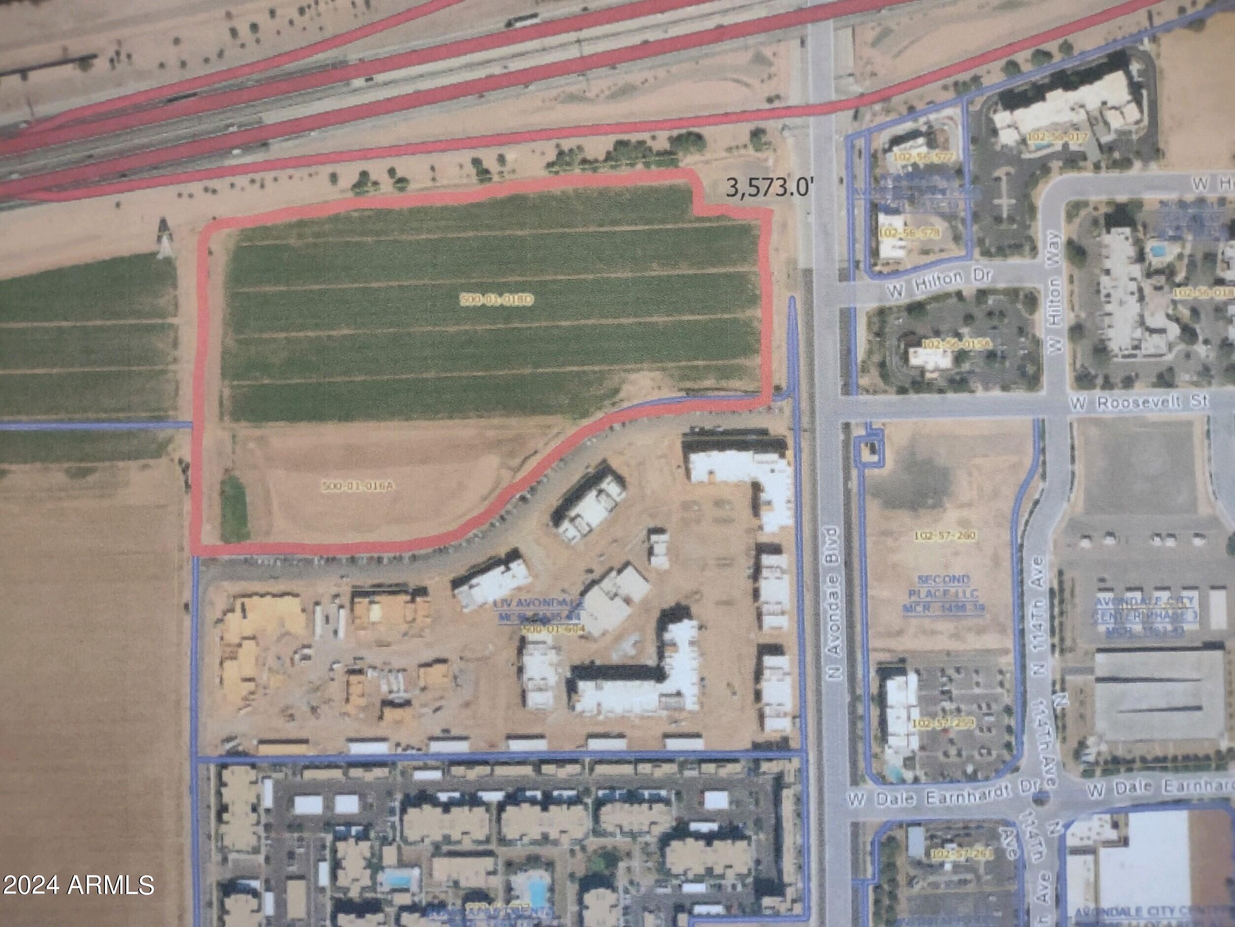 PRIME AVONDALE PROPERTY.  
ALL OR PART.  Approximately 18AC of prime commercial property with I-10 & Avondale Blvd frontage. Located in Avondale's highly sought after ''The BLVD'' zoning district.  High traffic counts and Visibility.  Bring your developers, investors and end users.  Partial Additional parcels in this listing are APN #'s 500-01-017A & 500-01-016A.  Currently being farmed with ''AG'' overlay for super low taxes while developing.  Hurry and Grab the best property available in Avondale.
Many Multi Family projects close by and these people need a place to spend money!