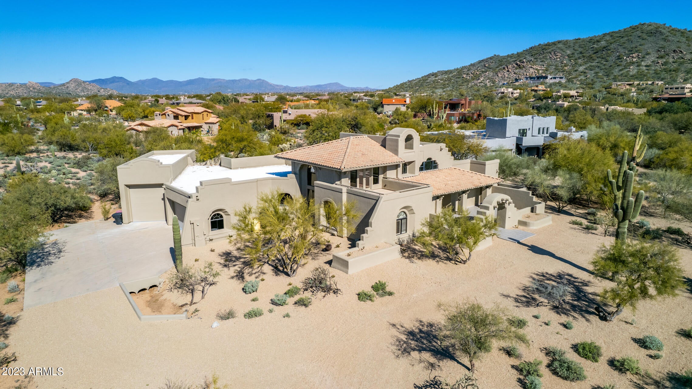 Located within the serene terrain of North Scottsdale, this Lone Mountain Vista private residence has just received a complete remodel for 2023. Finishes are exactly what you would want in your desert oasis property. Single level living with Loft/Office/Den elevated at front entry and garage is stepped down and offers a comfortable 3 car garage with attached RV garage ready for RV or 2 more vehicles, etc. All new cabinetry, counters, floors, fixtures, lighting, carpet, texture, paint, landscape and so much more. If you've been looking for your next property, this might just be the one.