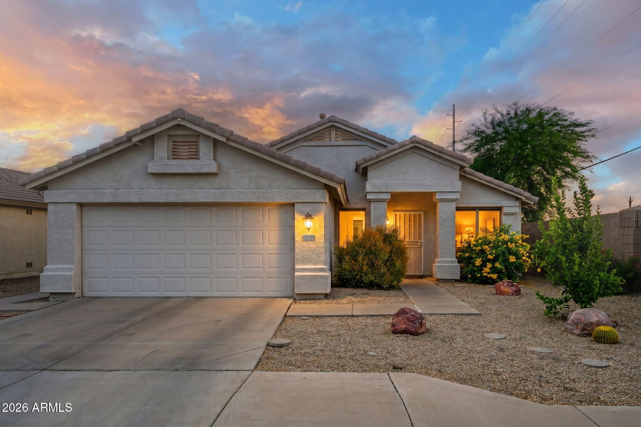Privacy meets comfort on this premium lot with greenbelt views front and back, citrus trees, and neighbors on only one side. Immaculate, move-in ready 4 bed / 2 bath home with a bright open split floor plan, vaulted ceilings, plantation shutters, powered patio window shade, designer paint, and tile + laminate flooring throughout. Flexible layout with formal living/dining and separate family room. Upgraded kitchen with granite countertops, large island, stainless steel appliances, and pull-out cabinetry. Spacious primary suite with remodeled bath, tiled walk-in shower, separate tub, and walk-in closet. Covered patio, 2 storage sheds, and 2-car garage. Prime location near schools, shopping, dining, freeways, Stonecreek Golf Club, Lookout Mountain Golf Club, and Cave Creek Golf Course.