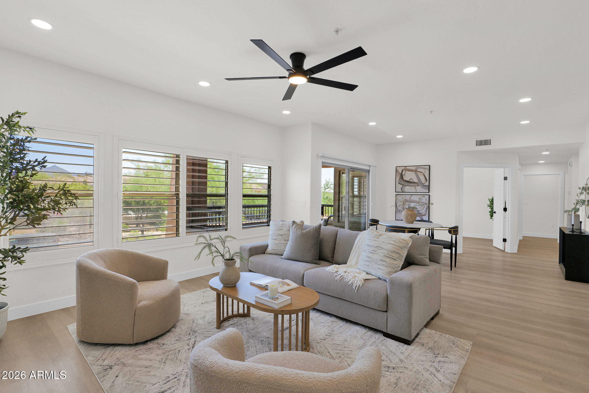 This is a beautifully renovated 3-bedroom, 2-bath condo in the highly sought-after Village at Grayhawk, nestled within North Scottsdale's prestigious Grayhawk community. This stunning second-floor residence has been completely transformed with stylish, modern finishes throughout, including all-new flooring, cabinetry, appliances, water heater, lighting fixtures, and ceiling fans. In addition to the 2 car garage there is an adjacent extra room for storage.  

Enjoy peaceful mornings and breathtaking mountain views from your private balcony. Designed for both comfort and lifestyle, residents enjoy access to multiple resort-style community pools, a fully equipped fitness center, and more than 30 miles of scenic multi-use trails perfect for walking, running, and biking.

Ideally located near premier shopping, dining, golf, and highly rated schools, this exceptional condo combines luxury, convenience, and the best of North Scottsdale living.