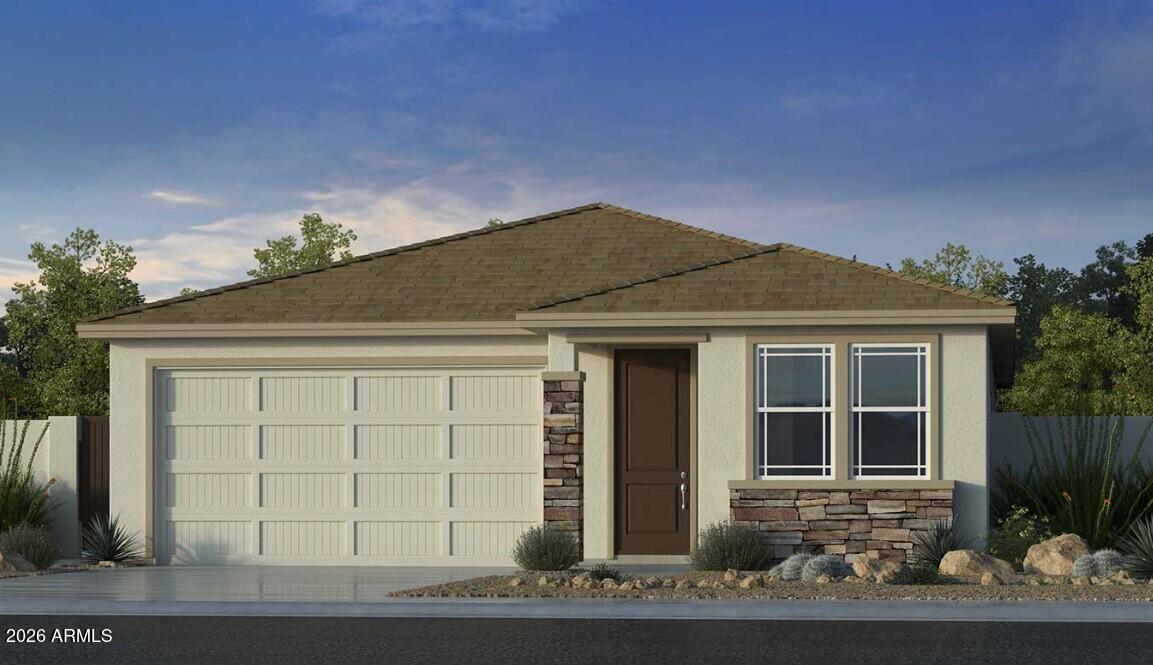 What's Special: North Facing Patio | Popular Plan | White Cabinets | Appliances Included. New Construction - June Completion! Built by America's Most Trusted Home Builder. Welcome to the Buckingham at 17610 W Solano Drive in Allen Ranches Discovery! The Buckingham maximizes space with thoughtful design. The entry opens to two secondary bedrooms and a full bath, with laundry near the garage. Down the hall, the kitchen, dining area, and great room flow into private outdoor living. At the back, the secluded primary suite features a spa-like bath with dual sinks and a spacious walk-in closet. Additional Highlights Include: Paver front porch/driveway, 8' interior doors, and upgraded hardware throughout. MLS# 6992527