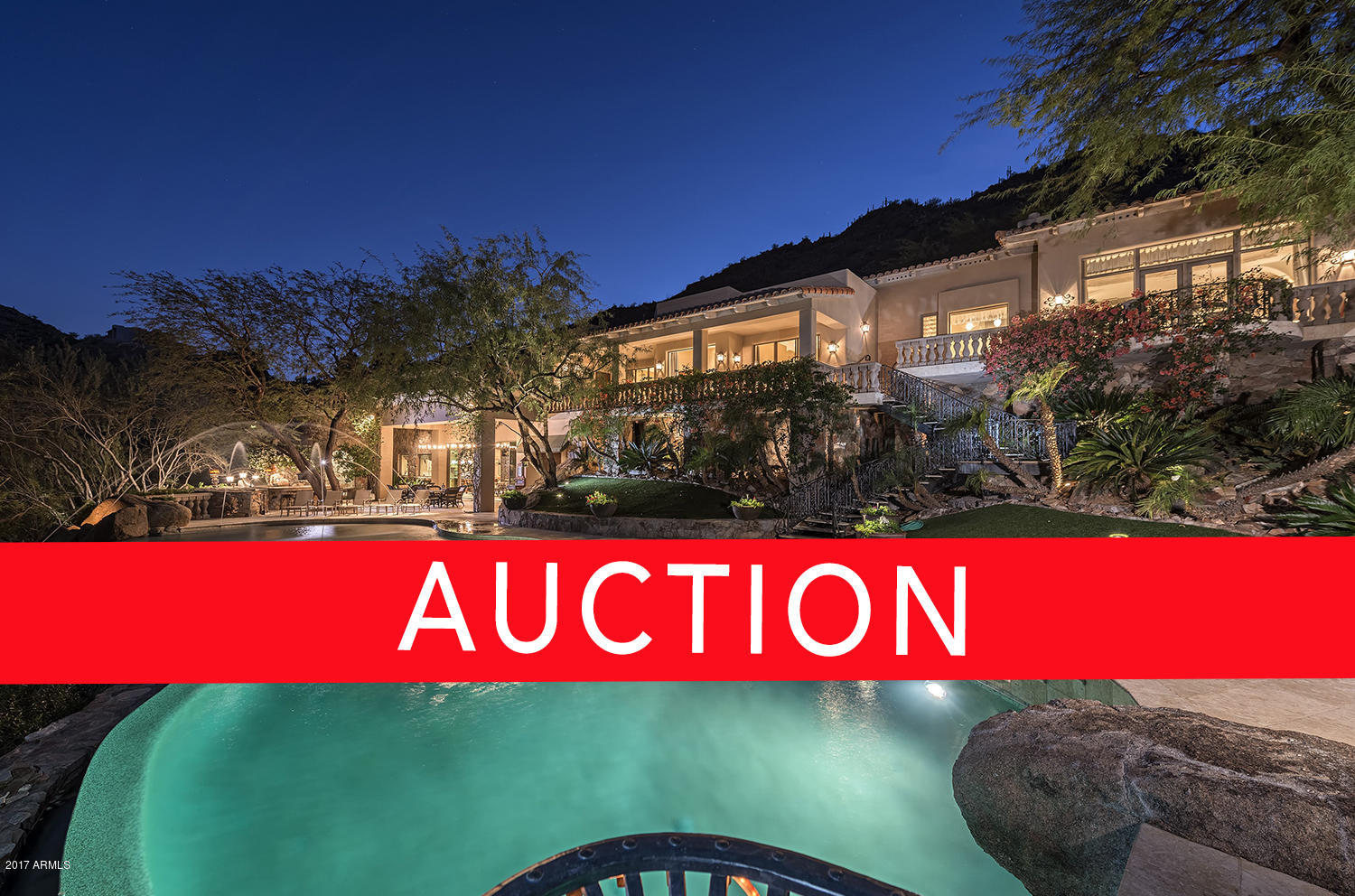 LUXURY AUCTION - SELLING WITH NO RESERVE – MARCH 22nd. Making its Market debut - Majestic Heights rests on one of Paradise Valley’s highest lots offering stunning cityscape views. Created with a Mediterranean flare and providing resort-style amenities, it offers a sense of seclusion with unparalleled privacy and spectacular landscaping.   An entertainment wing was added to the property complete with a versatile gathering space, two bedroom guest suite, and an expansive multi-use space which can accommodate a 16-car garage, indoor children’s play area, full gymnasium, indoor sports court and more. A RARE opportunity for you to own at YOUR price!