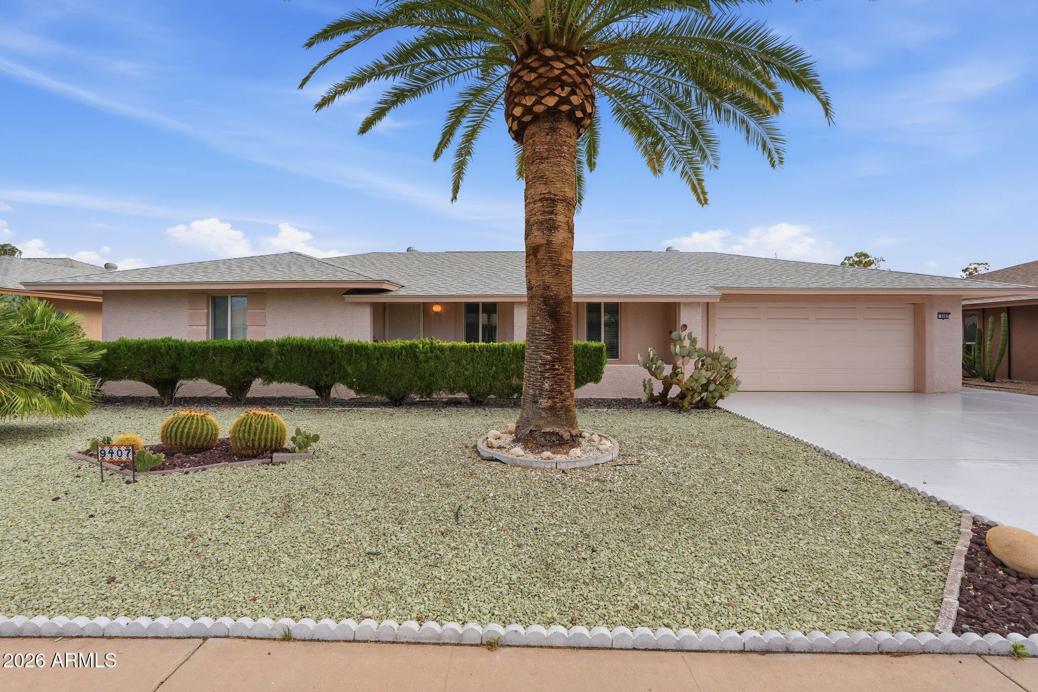 EXTREMELY LOW APS BILLS= OWNED SOLAR This beautifully maintained 3 bedroom, 2 bath home in Sun City's desirable 55+ active adult community offers the perfect blend of comfort, efficiency, and lifestyle. Home features an updated kitchen, a mix of tile and carpet flooring, and a spacious layout designed for easy living. The epoxy-coated garage floors add a clean, polished finish. Step outside to a large backyard with mature fruit trees, a covered patio, and an above-ground spa ideal for relaxing or entertaining guests. This move-in ready home has been well cared for and is ready for its next owner.
Enjoy all the amenities Sun City has to offer, including golf, recreation centers, pools, fitness facilities, and a wide variety of clubs and social activities. Some photos are virtually staged