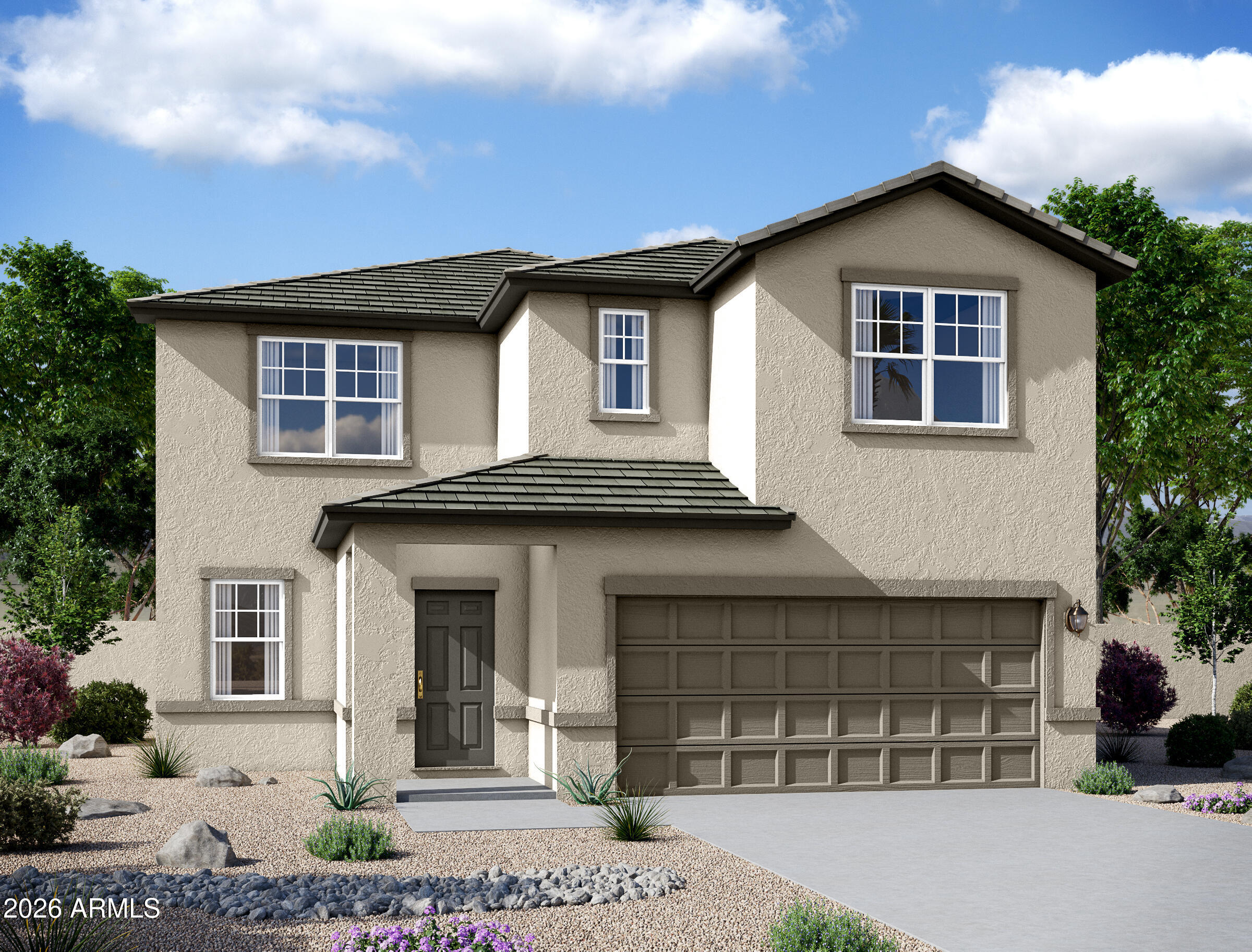 Beautiful NEW Home in in the highly desirable San Tan Valley area, close to major cities.JULY Closing . Overlooking scenic desert views.  Featuring countless upgrades such as 9' ceilings, Shaw Ceramic Tile Floors, Granite countertops in the kitchen. Whirlpool Stainless steel appliances and white cabinetry. Energy-efficient features throughout, Wi-Fi & programmable thermostat, and electric range. Spacious walk-in closet in owner's suite! Front yard landscaping with irrigation included and generous covered patio in the backyard. Minutes from hiking trails and scenic mountain views! Fantastic amenities such as a kids pool, splash pad, fitness loop, clubhouse, fitness studio, industrial kitchen, outdoor patio with fire pits and grill & Multi-purpose room! Located near Queen Creek, highly rated schools, shopping, dining and aquatic center! Surrounded by open Sonoran Desert habitat, Florence is a western gem!