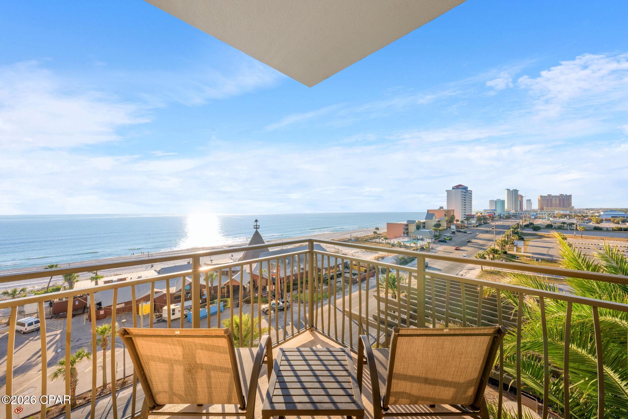 One of Panama City Beach's rarest lockout floor plans is now available. Offered by its original owners, who selected this residence at development for its privacy, flexibility and extraordinary Gulf views, Unit 601/603 has remained in the same hands ever since. With an established rental history and a coveted position at the furthermost western corner of the building, this is a location and floor plan that rarely reaches the market.

Positioned away from the activity of the pool terrace, the residence feels remarkably private, yet the west-end elevator is just outside the door, providing easy access to covered parking and placing you only two floors above the Gulf-front amenity level. Its western position captures unobstructed views and some of the building's most spectacular sunsets.

Here, the Gulf isn't limited to the balcony--every window has a Gulf view. From the kitchen and living room to the primary bedroom and adjoining studio, the water remains a constant backdrop.

Designed as a true lockout, 601/603 offers exceptional flexibility. Enjoy the entire residence as a two-bedroom retreat, live in one side while renting the other, or rent each side independently to maximize rental potential. The studio features a king bed, with a dining area, a kitchenette with a sink,microwave, and a mini fridge! There's also a full bath and a stunning Gulf view! The adjoining one-bedroom offers a full kitchen, spacious living area, king bedroom with Gulf views, an oversized full bath and additional storage. 

The residence retains its West Indies-inspired character with solid wood furnishings and cabinetry, mahogany doors and travertine accents. Professionally installed wood-look luxury vinyl plank flooring runs contiguously throughout, creating a cohesive foundation with the hard work already done. A simple paint refresh and décor change could transform the interiors and allow the next owner to make it entirely their own.

The gated building offers three levels of covered parking and interior-access corridors rarely found along the Panhandle. Recently renovated common areas feature bright coastal finishes and a redesigned modern lobby. Owners also have the opportunity for private storage cages for bikes, beach equipment and personal belongings.

The fourth-floor grand pool terrace features a heated zero-edge infinity pool overlooking the Gulf, hot tub, comfortable lounging areas and Gulf-view fitness center. Picnic areas and barbecue grills flank both ends of the building, while east and west 15th-floor observation decks offer panoramic views. Additional amenities include the 25-person Bamboo Theater Room, game room, convenience shopping, coffee, refreshments and beach supplies.

Just five minutes west of Pier Park and within walking distance of dining, entertainment and conveniences, 601/603 delivers the best of both worlds: a private western-end location with unobstructed Gulf views and the amenities of a full-service beachfront resort. Use it as a personal retreat, live in one side and rent the other, or take advantage of the lockout configuration and established rental history--an exceptionally versatile opportunity on Panama City Beach.