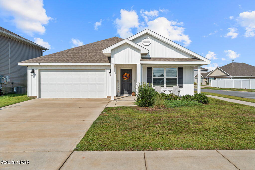 Welcome to Bridge Harbor! Conveniently located just 5 miles from Tyndall AFB and only minutes from shopping, restaurants, and everything Central Panama City and Callaway have to offer! This 4 bedroom, 2 bath Cali floor plan sits on a desirable corner lot within walking distance of the community pool. The interior is in PRISTINE condition, as the home has only been used as a second home by the current owners. There is a whole-house security system along with a smart home system that can connect to the Deako smart lighting giving you complete control of the house from your smartphone! Step inside and you'll immediately notice how beautifully maintained this home is. There is even an option to purchase the home fully furnished! The washer, dryer, and upgraded refrigerator DO convey with the sale, while the remaining furnishings are available for optional purchase. As you enter through the foyer, you'll find two guest bedrooms and a full hall bath, with an additional guest bedroom tucked away near the laundry room for a little extra separation. The open living area flows into a spacious kitchen featuring ample cabinetry, stainless steel appliances, a large pantry, and plenty of room for gathering. The primary suite offers its own private retreat with an ensuite bathroom featuring a double vanity, oversized walk-in shower, soaking tub, and HUGE walk-in closet. Between the pristine condition, corner lot, community pool, convenient location, and option to purchase fully furnished, this one is definitely worth seeing in person. Come check it out!