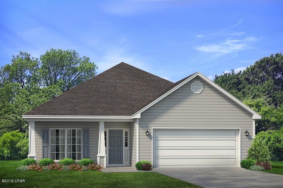 This home is now under construction. As you enter this lovely home you will find luxury vinyl plank flooring in the foyer as well as all common areas with carpet in the bedrooms. There are 9' ceilings throughout with tray ceilings in the family room and master bedroom. This home has added details such, brushed nickel hardware, elegant doors and beautiful cabinetry in the kitchen and bathrooms. An elegant dining room located just off the foyer also has tray ceilings and overlooks the beautifully landscaped front lawn. The kitchen has is an eat in breakfast area that opens to the large family room. The master suite has a nice bath with walk-in closet, large soak tub and separate tile shower. There is a laundry area just off the garage and two additional room share a hall bath. Moonraker is one of D.R. Horton's newest  close-in beach communities in Panama City with direct access to Highway 392/Middle Beach Rd., less than half a mile away from the pristine white sands of our Emerald Coast and conveniently located halfway between Pier Park and Panama City Beach.