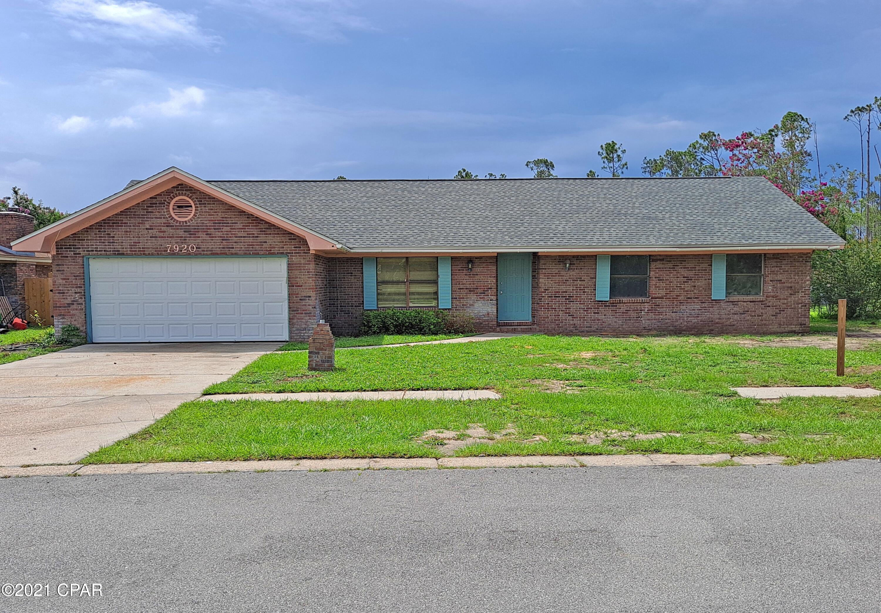 Good opportunity for a buyer looking for a home that needs some sweat equity. The property needs some sheetrock repair, paint, and flooring. Home is located in Grimes Callaway Bayou. Minutes to Tyndall AFB, Eastern Ship Building, shopping, and restaurants. The home has a new roof, a new hot water heater, new plumbing fixtures in both bathtubs, and the A/C is a 2017 unit. The home recently had some settling problems, RAM-JACK has resolved the problems and the home has a lifetime transferable warranty. This all brick home has a separate family room and living room, with a kitchen conveniently to all entertaining spaces. The kitchen has lots of cabinet space and counter space, the family room has a brick wood-burning fireplace. The property sits on .30 acres that are partially fenced. irrigation pump.