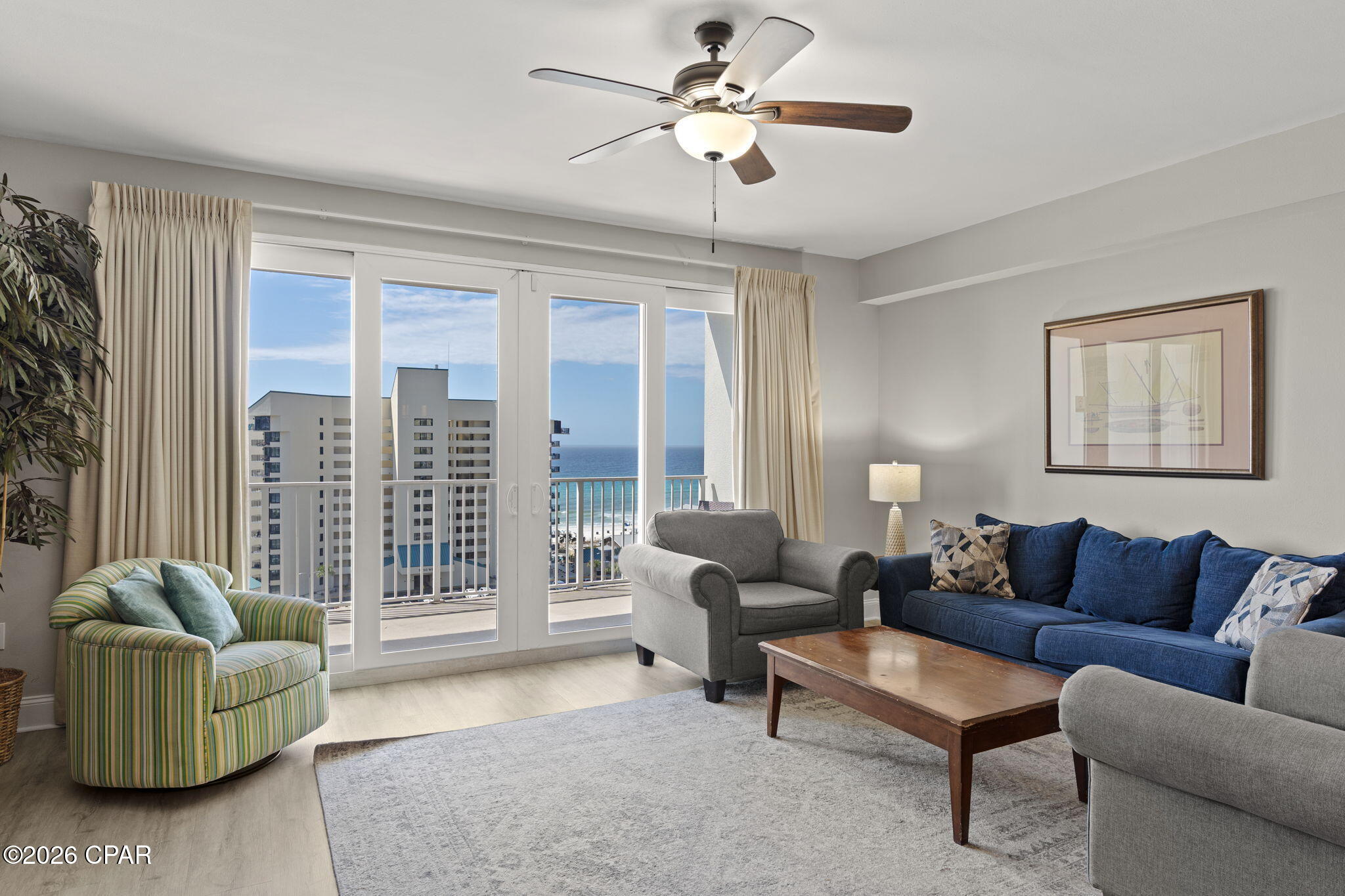 Welcome to Laketown Wharf Resort in the heart of all the fun and excitement of Panama City Beach! This well-appointed 1-bedroom, 2-bath condo with a bunk room offers comfortable accommodations for 6+ guests and is perfect as a vacation getaway or investment property. The interior features granite countertops, durable flooring throughout with no carpet, and an open layout designed for easy coastal living. Enjoy your morning coffee or evening sunsets from the private balcony overlooking the resort surroundings.
Laketown Wharf is located just steps from the world-famous white-sand beaches and within walking distance to shopping, dining, and entertainment. Resort-style amenities include five unique pools, a Kids Funscape playground, Splash Bar & Grill, a Gulf-view fitness center, covered garage parking, and convenient beach access. Residents and guests also enjoy the lively 52,000-square-foot lakefront boardwalk with Market Shops and the spectacular nightly fountain and light show. Laketown Wharf offers a variety of scenic views including the Gulf of Mexico, lake, and golf course, making this a truly unique coastal destination.