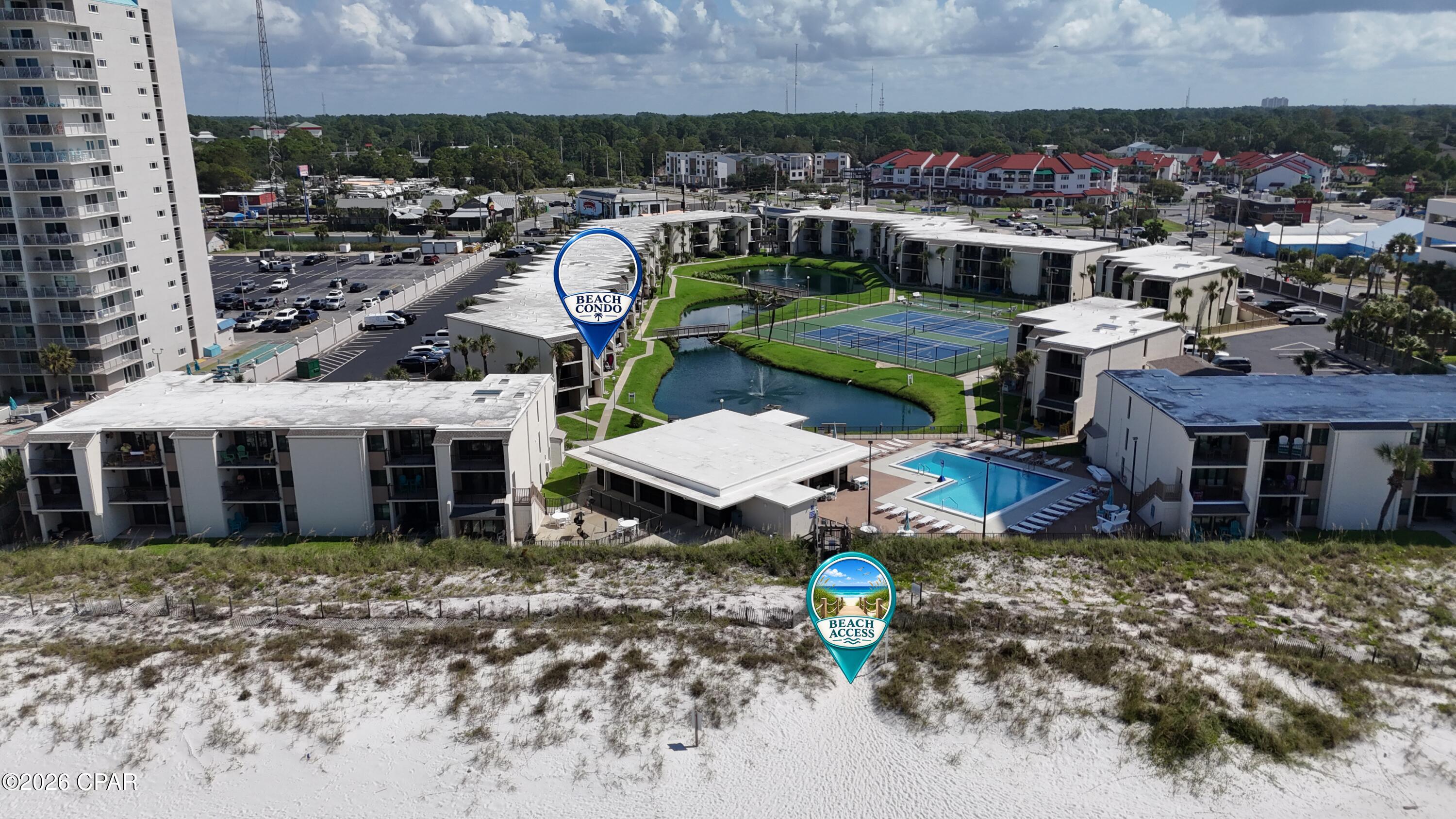 Sugar Beach Ground Floor 2 Bedroom steps away from beach access and pool.  This spacious unit features 2 full bathrooms  and washer dryer.  This gated complex is conveniently located  with dozens of restaurants and entertainment within walking distance.