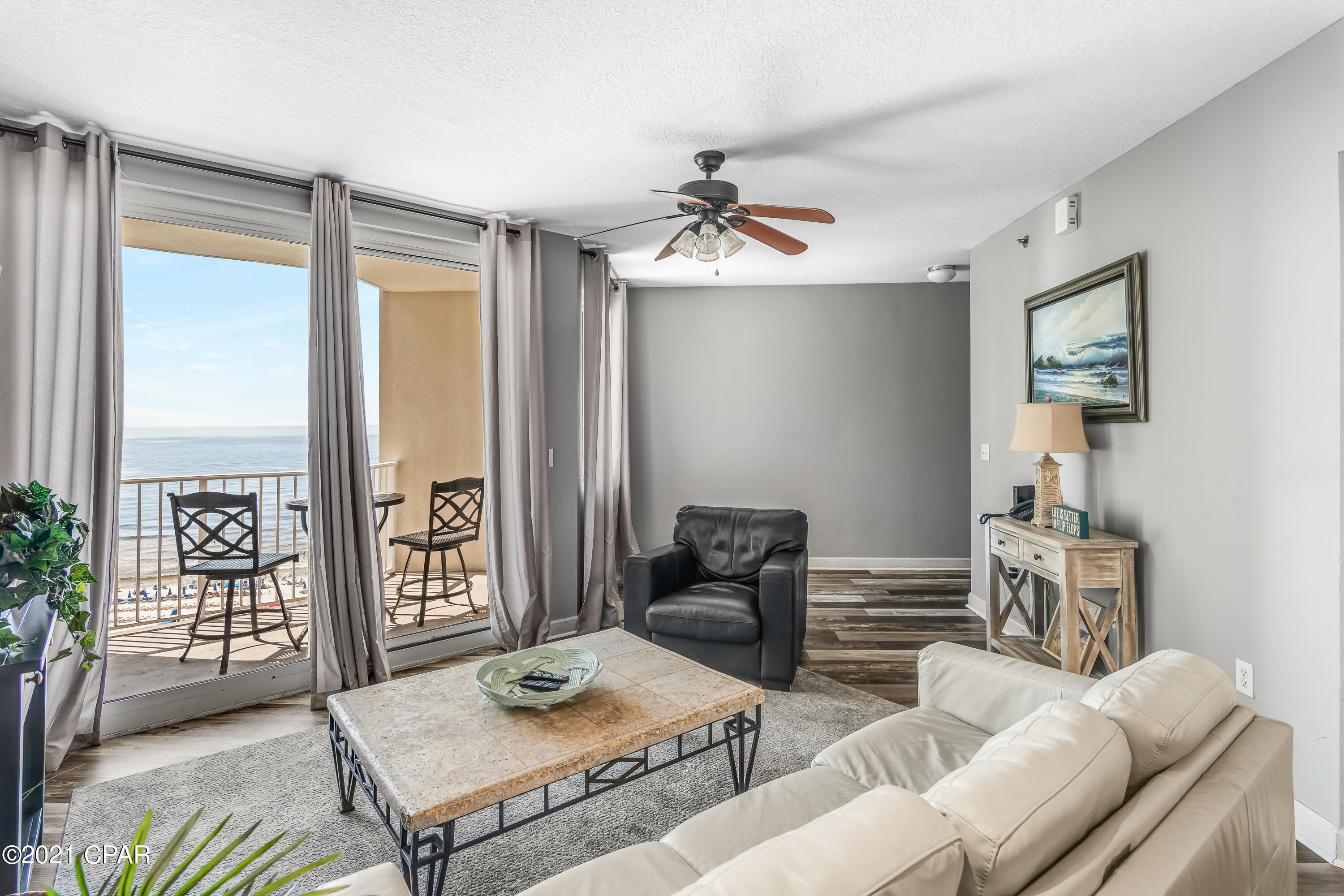Great Investment for you plus your guests will enjoy this gorgeous, 1bed 1 1/2bath w/ bunks, which has been updated with new floors, paint and furniture. Spectacular views of the Gulf of Mexico and the 14,000 sf resort pool from the private balcony. Additional amenities Include indoor and outdoor hot tubs, indoor pool, Tiki bars, fitness center & private entrance to the sugar white sand beaches. The Shores of Panama is in close proximity to shopping, attractions, and restaurants.  Unit is currently rented by owner through VRBO.