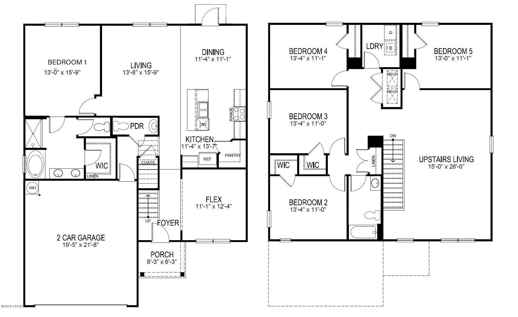 The Elle is a two-story, 5 bed, 2.5 bath home located in Titus Park! Interior features include vinyl flooring throughout and plush carpet in the bedrooms, hallways and stairs. Traditional 8' ceilings, brushed nickel hardware on interior doors and orange-peel texture walls with quality paint. Bedroom 1 is located downstairs and has a nice size bath with a walk-in closet, separate shower and large soak tub. The kitchen has a center island, a spacious dining area and is open to the living room. There is also a flex space at the front that could be used as an office or study. Upstairs you will find a second story living area, additional bedrooms, and a laundry room. Titus Park is just minutes to shopping centers, restaurants, North Bay and Saint Andrew's Beaches.