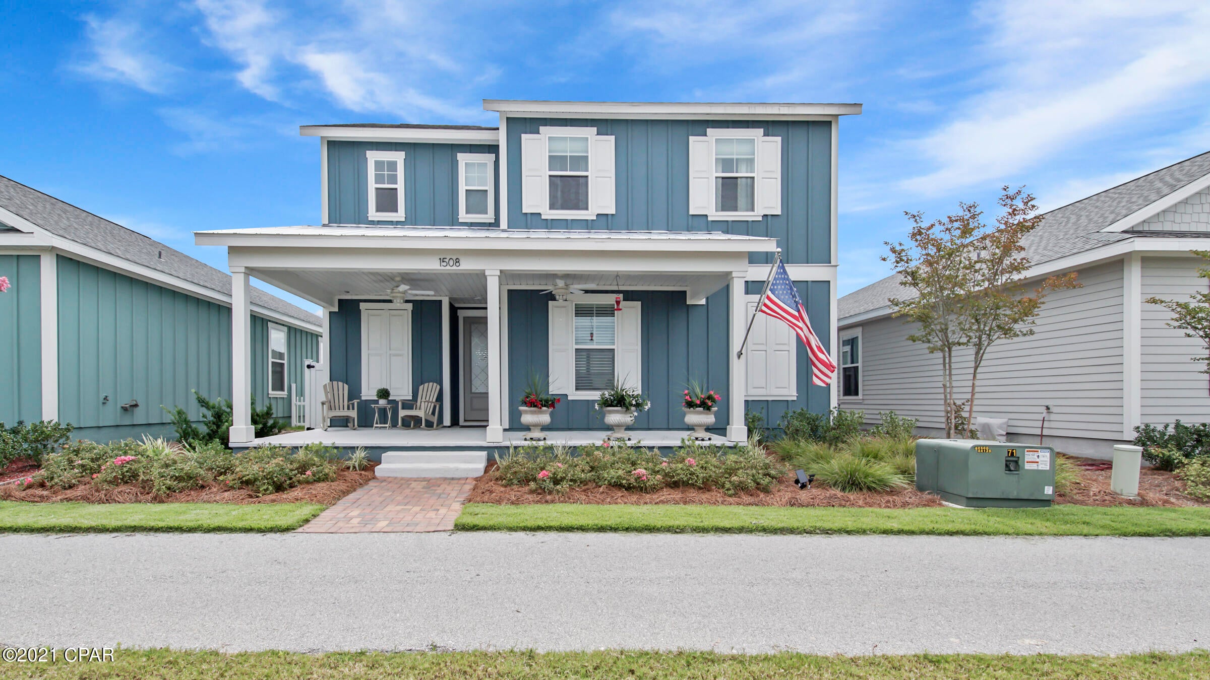Don't miss this beautiful move-in ready home in SweetBay! Enjoy open concept living with tons of natural light in this immaculate home. The large eat-in island kitchen has stainless appliances with a 5-burner gas range, quartz countertops, and walk in pantry. Double doors off the living room lead to the large lanai, equipped with a natural gas connection. The master suite upstairs features two separate vanities, walk in shower, linen closet, and walk in closet. There are 2 additional bedrooms, a spacious loft, laundry room, 2nd bath, and large storage closet on the 2nd floor. There's a privacy fence, and detached 2 car garage with a parking pad for additional parking. SweetBay offers biking and walking trails, a boathouse to launch canoes, kayaks and paddle boards, a community pool with a kitchen area and fire pit for parties, basketball court, several parks, a children's playground, and a planned town center that will include a large grocery and shoppes. All sizes/info/measurements are approximate. Please verify if important.