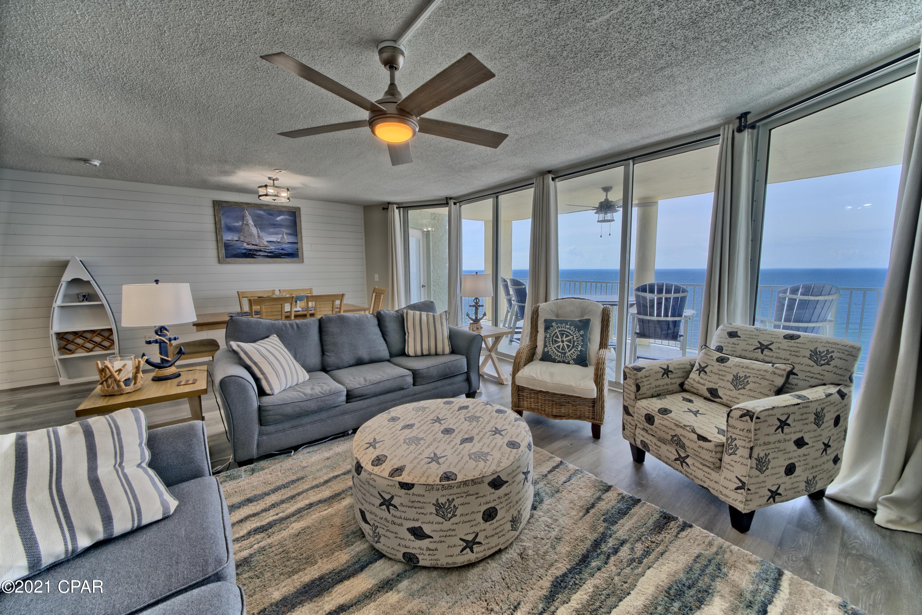 Gorgeous completely remodeled huge 2 bedroom at the very popular Long Beach Resort.  New flooring, furniture, appliances, master shower, granite countertops.  

There is no other floorplan like this in Panama City Beach.  Floor to ceiling windows all across the back of the condo which has to master suites on each wing.  Each Master has access to the huge balcony.  

Long Beach Resort is located in a gated community with 24-hour security and in close proximity to shopping, restaurants, and many local attractions.  Amenities include a 6,800 square foot lagoon pool, two other seasonally-heated pools, and a seasonal on-site tiki food bar.  

This would be an excellent second home or rental monster.