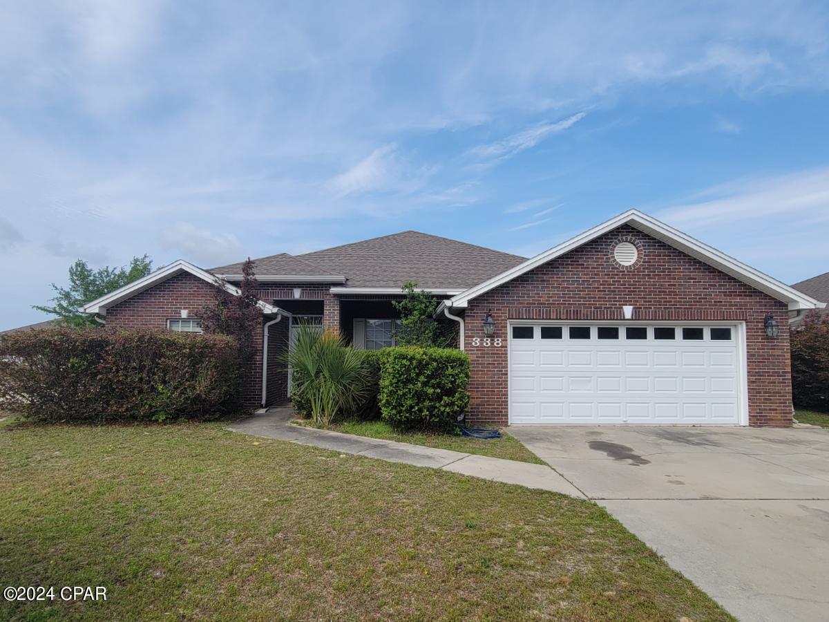 Welcome to Forest Walk community located in Callaway, FL. This home is located in small quiet subdivision. The home is located close to schools, Tyndall AFB, and shopping. The Callaway sports complex & playground is one block away and in walking distance. The home features open living area with a fireplace, formal dining room, spacious kitchen with breakfast bar and breakfast nook. Kitchen is equipped with range, refrigerator, dishwasher, microwave, and has a pantry. The home offers a split bedroom floorplan. The master bedroom features tray ceiling and the master bath includes double vanity, a separate shower, whirlpool tub, and walk-in closet. There are 3 additional bedrooms, which one could be utilized for home office or flex space. Both the front and back porches are covered. The backyard is privacy fenced. Pets are subject to approval by property owner. Call to schedule a tour!