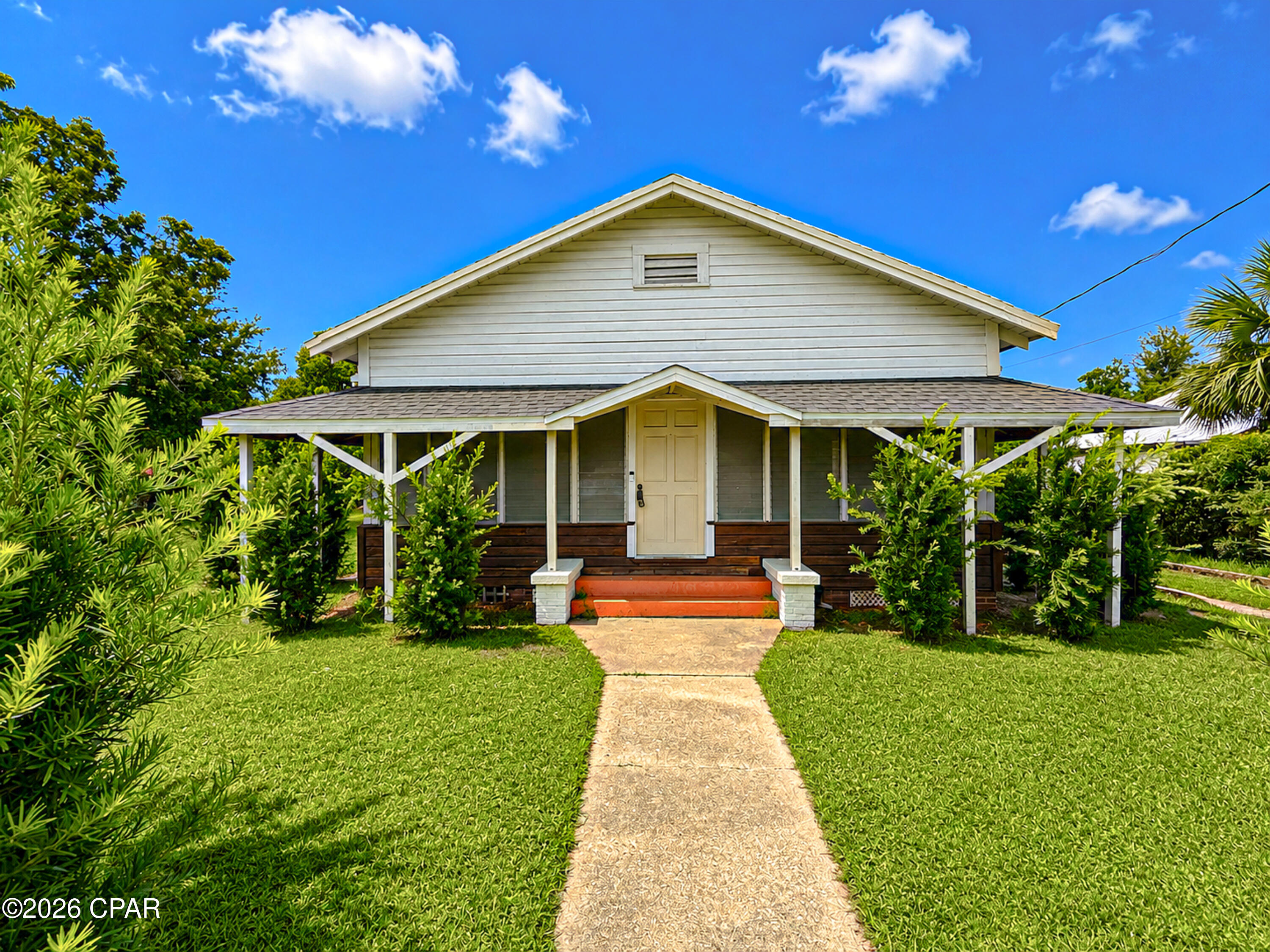 Great investor opportunity!! Needs a little TLC. Sitting on over 1 acre in the heart of Panama City, this Florida Cottage is located in a quiet neighborhood.  Enjoy Florida living from both of your all-seasons porches that span the entire front and back of the house. This home consists of 3 bedrooms and 1 bathroom and has new flooring throughout the home as well as new drywall installed. Interior walls and cabinetry have been removed to create an open floor layout in the home. The property can be divided into 4 lots, zoned R2, allowing for a maximum residential development capacity of 15 units, subject to final site plan approval and applicable City development requirements. The City has confirmed that the zoning permits both multifamily residential development and single-family homes.

 Close to Tyndall Air Force Base, great schools, shopping, and located just minutes from the bay and beaches. Call today to schedule a showing!