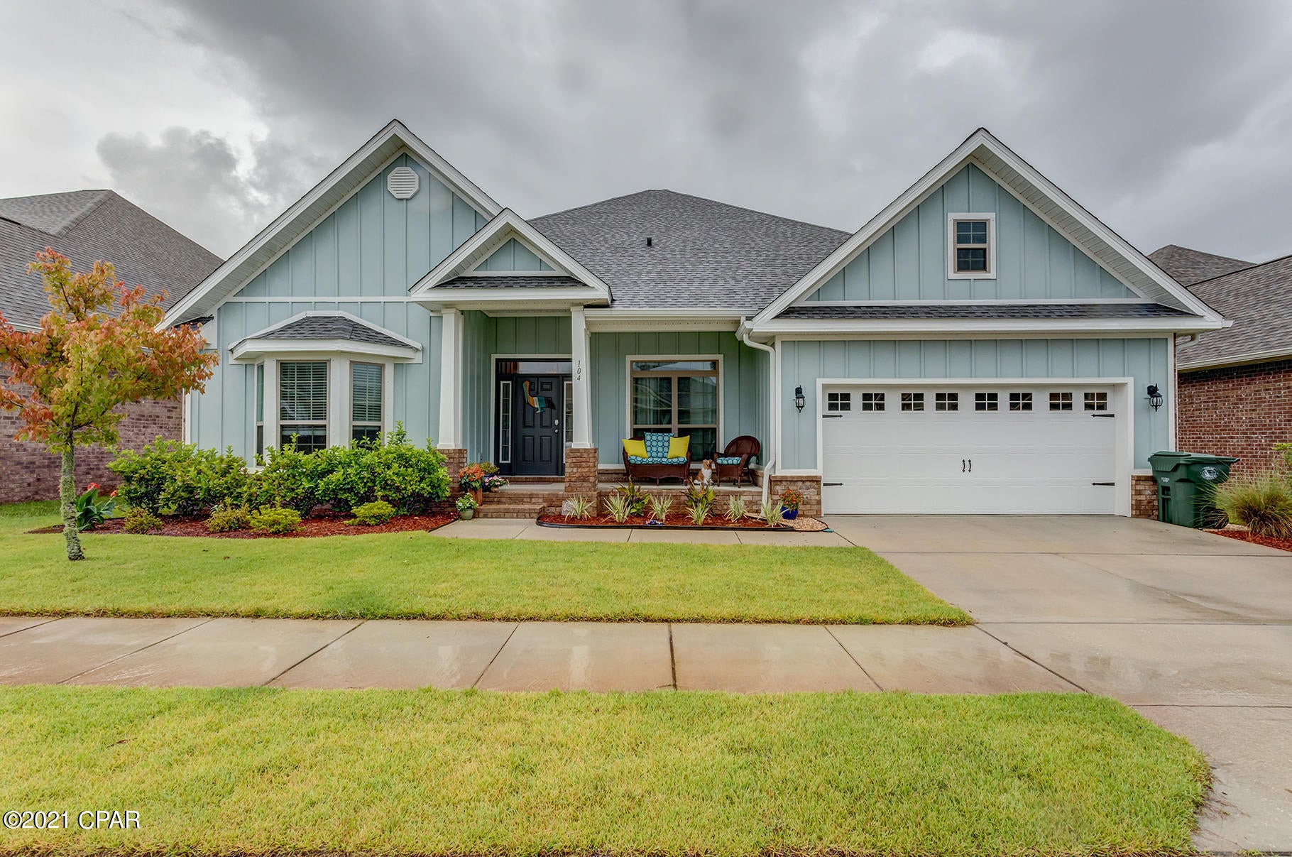 The Village Mill Bayou community has much to offer, with it's proximity to beaches, shopping and the international airport, you will not want to miss the opportunity to live in this beautiful neighborhood! This 5 bed, 3 bath home has lovely curb appeal with brick and hardy board siding. Upon entering you'll see a large foyer leading to the back of the home. The kitchen has stainless appliances, a large island and double ovens; it opens up to a breakfast area and large living room for a perfect entertaining setup. Master bedroom comes with tray ceilings, ensuite bath and it's own entrance to the back porch. The large master bath has a garden tub and separate shower with walk-in closet as well. Four additional bedrooms are good sized and share two full bathrooms. There's a large garage with plenty of space for tool storage, cars, and toys. You can fit up to 4 smaller vehicles tandem. If you have a large family this is perfect 3 separate bedroom spaces, each share a bath between them.  The backyard has a covered porch and privacy fence enclosing it. Don't miss out! Schedule your private tour today!