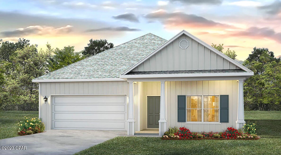 The ''Rhett'' floorplan is one of the popular Florida cottage style home.  This charming home is 1835 sq feet with 4 bedrooms and 2 full bathrooms all on 1 story. As you enter this simple, but functional floorplan, bedrooms 2,3 and 4 are in the front of the home, along with a full bathroom. A spacious laundry room has plenty of room for both the appliances and some additional storage if needed. As you enter the kitchen, you will find an updated look with a microwave, dishwasher and range and white cabinets. The kitchen island is generously sized and features and open design that seamlessly integrates with the dining area. Moving towards the living room, large windows let in an abundance of natural light, and architectural trey ceiling elevate the cottage feel of the home. Bedroom 1 is spacious enough to accommodate a king size bed and features a trey ceiling and a large walk in closet. As you enter the bath, you will see a 5ft shower alongside a large soaking tub. Dual vanities with white cabinets offer plenty of storage.  As you exit to the back porch that is covered and offers shade as you enjoy the Florida weather This energy efficient home offers Home is Connected Smart Home package, DEAKO switches, 1 year builder warranty and 10-year structural warranty.