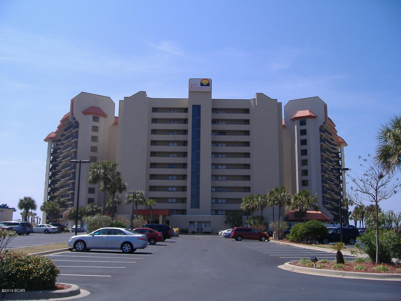 Summerhouse Condo on Panama City Beach is one of the most respected complexes in the area.  This beautiful 2-Bedroom, 2-Bath unit is located on the very desirable second floor.  This will be a favorite for renters.  This unit overlooks the beach and pools and offers a sunset view all year long.  The owner has furnished and accented this unit very nicely and it is ''suitcase and rental ready''  It is all tile throughout which makes it easy to keep clean.  Most rooms in the unit offer beautiful beach views..  The spacious kitchen has plenty of counter and cabinet space and has new appliances including refrigerator, dishwasher, and microwave.  Granite countertops along with tiled backsplashes round out the kitchen.  The washer and dryer and air conditioner are all just a couple years old.  Al new leather living room furniture along with new balcony furniture.The large master suite opens up onto the balcony.  The guest bedroom offer two full size beds, a king in the master, and a sofa sleeper in the living room.  The balcony is also tiled for your comfort.  Summerhouse has a wonderful reputation as a family resort and has repeat guests that have been coming since the complex was built.  The complex amenities include two pools, one of which is heated during the winter months, (water aerobics classes held daily during the winter), a kiddie pool for the little ones, a raised hot tub, a huge gulf front gazebo, tennis, rachetball, and shuffleboard courts, a gameroom area, multiple gas BBQ grills, and onsite rental and homeowners offices.  Summerhouse is just a couple miles from all the areas marinas with their fishing, diving, and sightseeing fleets.  St. Andrews State Park which has won numerous national awards is also just a couple miles to the East.  Also convenient are some of the areas top dining spots, along with convenience stores , young and old entertainment venues, grocery stores, etc.  Panama City is also a short drive to the East with all it has to offer.  Come make Summrhouse,     "YOUR SUMMERHOUSE"