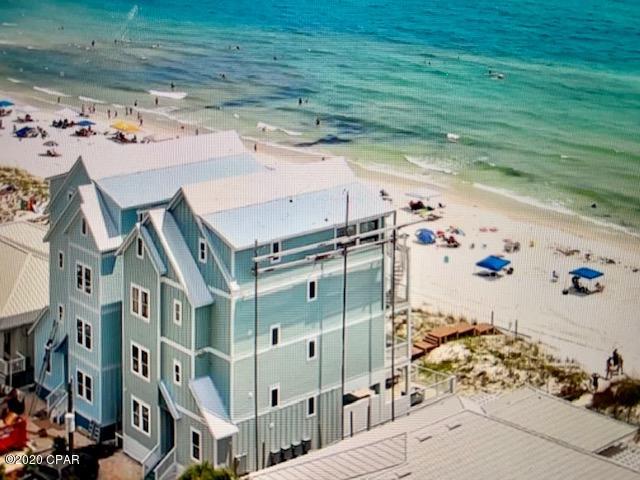 CURRENTLY UNDER CONTRACT. SELLER ACCEPTING BACK-UP OFFERS''Beach Happy'' is an exquisitely constructed 4-level beachfront home. This unique dream home features 8-bedrooms, 9-bathrooms, a private pool, recreational room, and open-concept kitchen/living/ dining all on the 4th floor with walkout balcony. As you first walk through your front door you will come upon the first two bedrooms, to your left is a king master suite with connected single vanity/shower bathroom and to your right is a double twin room featuring two twin over twin bunks which sleep up to 4 people; also with a connected single vanity/shower bathroom. As you keep the tour moving towards the beachside of the home you will find the quaint recreational room leading out to the private outdoor pool/spa with amazing beachfront vi view!  Head upstairs to the second floor where there is another bunk bedroom featuring a full over queen bunk set which sleeps up to 4 people, a single vanity/shower is connected as well. As you make your way to the beachside of the second level, you are coming up on the supreme master king suite! The master bedroom that awaits you offers stunning ocean views with its walkout balcony and the ocean experience follows through into your exquisitely built en-suite bathroom featuring a separate soaking tub located right on the stained glass window overlooking the Gulf (the en-suite also has a double vanity and walk-in shower). Also included on the second floor is the first washer and dryer set.

The third floor also offers the same master king quite experience on the beach side of the home; same stunning views, same en-suite set up, everything! This floor also has two more bedrooms (one king master with a street view and one twin room featuring 2 bunk sets sleeping 4) each with connected bathrooms. The second washer and dryer set are also located on the third floor.

The fourth floor has a new and unique layout with an open-concept main kitchen, dining and living area. Imagine wining and dining with the World's Most Famous Beaches' sun setting just behind you. Feel free to slide open your glass balcony doors and let the fresh salt air in while you listen to the waves rolling by. These are the memories you will take home with you. This floor also features the last king master bedroom, also with a connected single vanity/shower. 
All levels are connected with an elevator for ease of movement throughout! There is no better place to Be Happy than in "Beach Happy".......Come see us today and explore this wonderful investment opportunity!