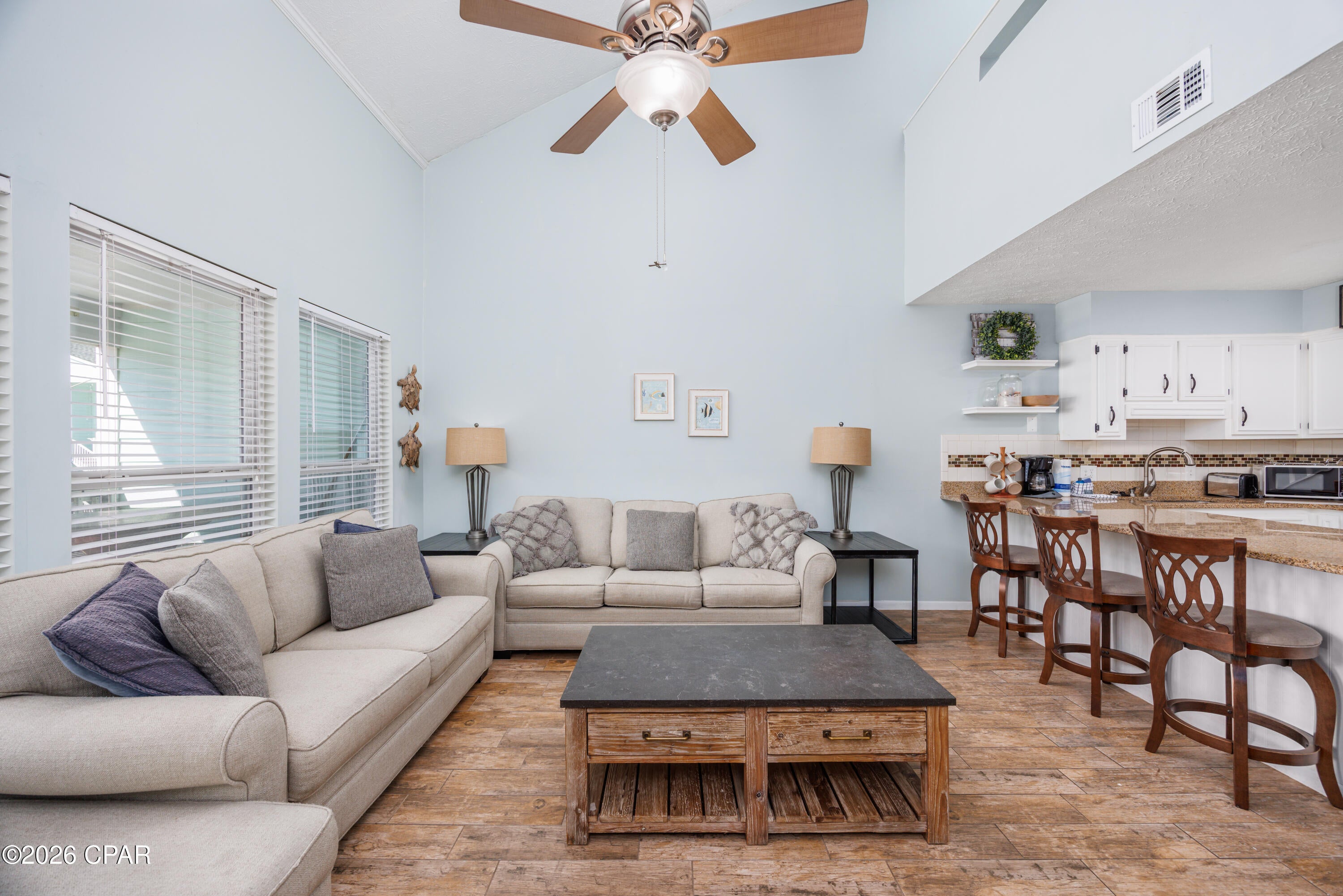 Owner is open to SELLER FINANCING.  Welcome to Southwind D8, a FULLY FURNISHED 2BR/2BA condo located ACROSS FROM THE GULF with BEACH ACCESS NEARBY at Bay County Public Beach Access #70 just 0.3 MILES away.

This OPEN-CONCEPT layout offers a BRIGHT, INVITING living space with seamless flow between the kitchen, dining, and living areas.

Natural light fills the space, creating a warm coastal retreat ideal for relaxing or hosting guests. Located on the WEST END near PIER PARK, 30A, shopping, dining, and entertainment. COMMUNITY POOL and STRONG RENTAL POTENTIAL make this ideal for a SHORT-TERM RENTAL, SECOND HOME, or PRIMARY RESIDENCE. TURNKEY and ready to enjoy or generate income.