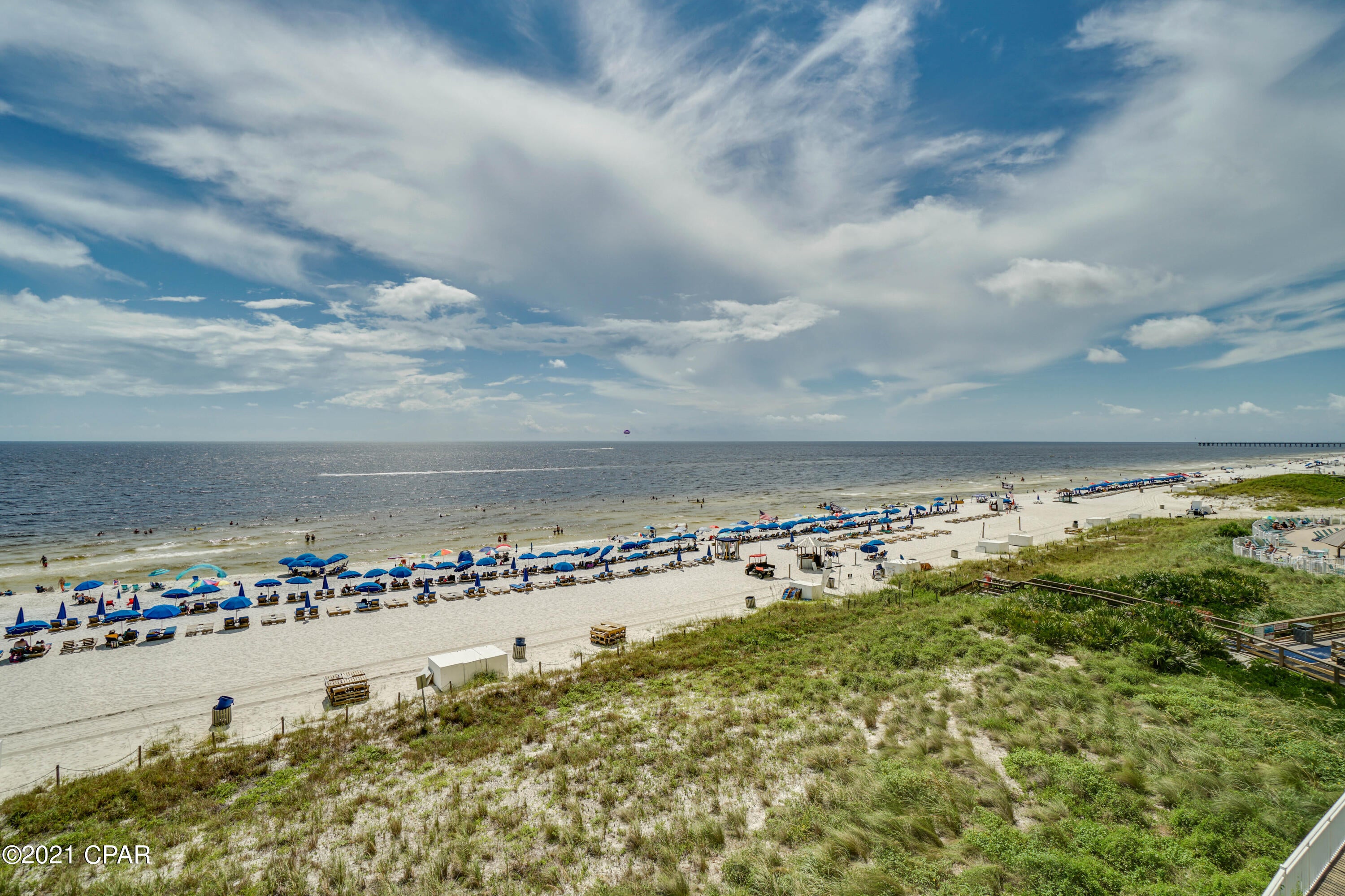 Fully Furnished 2 Bed/2 Bath Condo with Bunk at Emerald Beach Resort. This Condo is Gulf Front and Sleeps 8.  Super Location in the Heart of Panama City Beach! Located just a mile from all of the Shopping/Dinning/Entertainment of Pier Park. Enjoy your morning coffee or happy hour drink from your expansive balcony overlooking the beautiful waters of the Emerald Coast.  Can't live without your Starbucks? No problem, they have one on-site. Need a drink after a long relaxing day at the beach? Check out Sky Bar. This Beautiful Resort has it ALL: Pools, Hot Tubs, Tiki Bar, Fitness Area and so much more! Schedule your appointment today