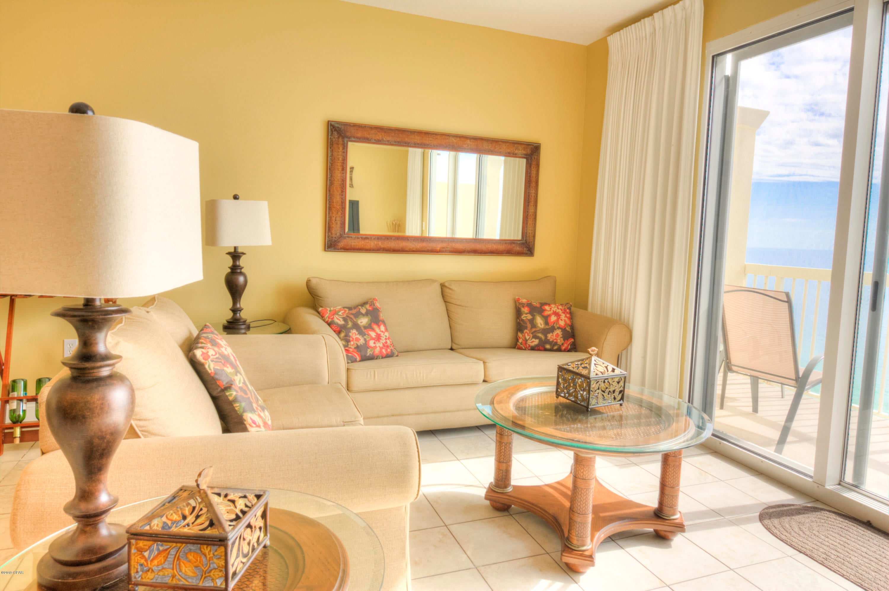 CURRENTLY UNDER CONTRACT, SELLER ACCEPTING BACKUP OFFERS Penthouse level condo with stunning views of Panama City Beach.  This unit features 2 Full Bathrooms; built in Bunk beds; large, open, Gulf front living room with access to a Private Balcony.   Located on the quiet West end, this unit is a great rental with all future reservations available to the buyer through the current management company.  Tastefully furnished and decorated, this condo has been well managed and maintained. Water heater and HVAC recently replaced.
