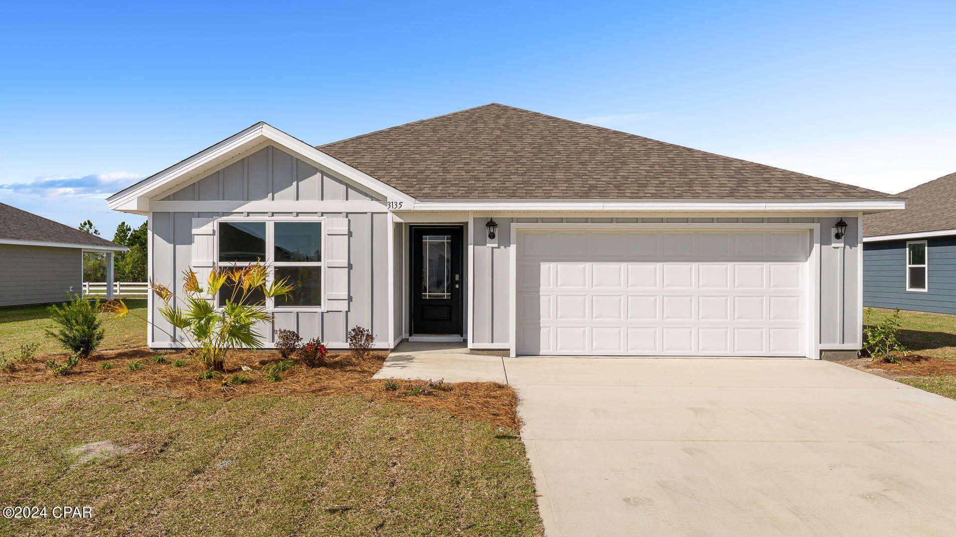 New Construction move in ready home in Hodges Bayou. This home is located at 3135 Rachel Place. The Aldridge is one of our one-story floorplans featured in our Hodges Bayou Plantation community in Southport, Florida. Featuring a front primary bedroom, 2 car garage, and open living room and kitchen, it is a cozy home designed for the first-time home buyer.

As you enter this 3 bedroom, 2 bath home, you will see 1,293 square feet of spacious, comfortable living. Inside you will see 8' ceilings throughout, engineered vinyl plank flooring throughout the main areas, and soft carpet in the bedrooms. Quartz countertops, white cabinetry and a spacious open living room and kitchen make this home perfect for having guests over. The kitchen has a center island that is perfect for serving kids or guests, a nice size walk-in pantry and the stainless-steel appliances include smooth top range, microwave, and dishwasher. Located right next to the dining area, this makes serving meals with ease. 
The primary bedroom has a spacious closet and bathroom with double sink vanity featuring quartz countertops and a shower. This home has been equipped with Smart Home Technology including a Qolsys touch panel that can be integrated to control your thermostat, lighting and even secure your home. Hodges Bayou is just a short drive to schools, restaurants, beaches, and all that Bay County has to offer. Public boat launch access at Ira Hutchinson Park is just 1.5 miles away. This landing allows for direct access to the North Bay waterway and outward to the Gulf of Mexico. You will also find Lynn Haven Bayou Park just minutes away, with a serene nature board walk, as well launch area for kayaks. Home and community information, association fees (if any), included features, terms, availability and amenities, are subject to change at any time without notice or obligation. Drawings, pictures, photographs, videos, square footages, floor plans, elevations, features, colors and sizes are for illustration purposes only and will vary from the homes as built. Landscaping and furnishings may be decorator items not included in the purchase price and may not be available.