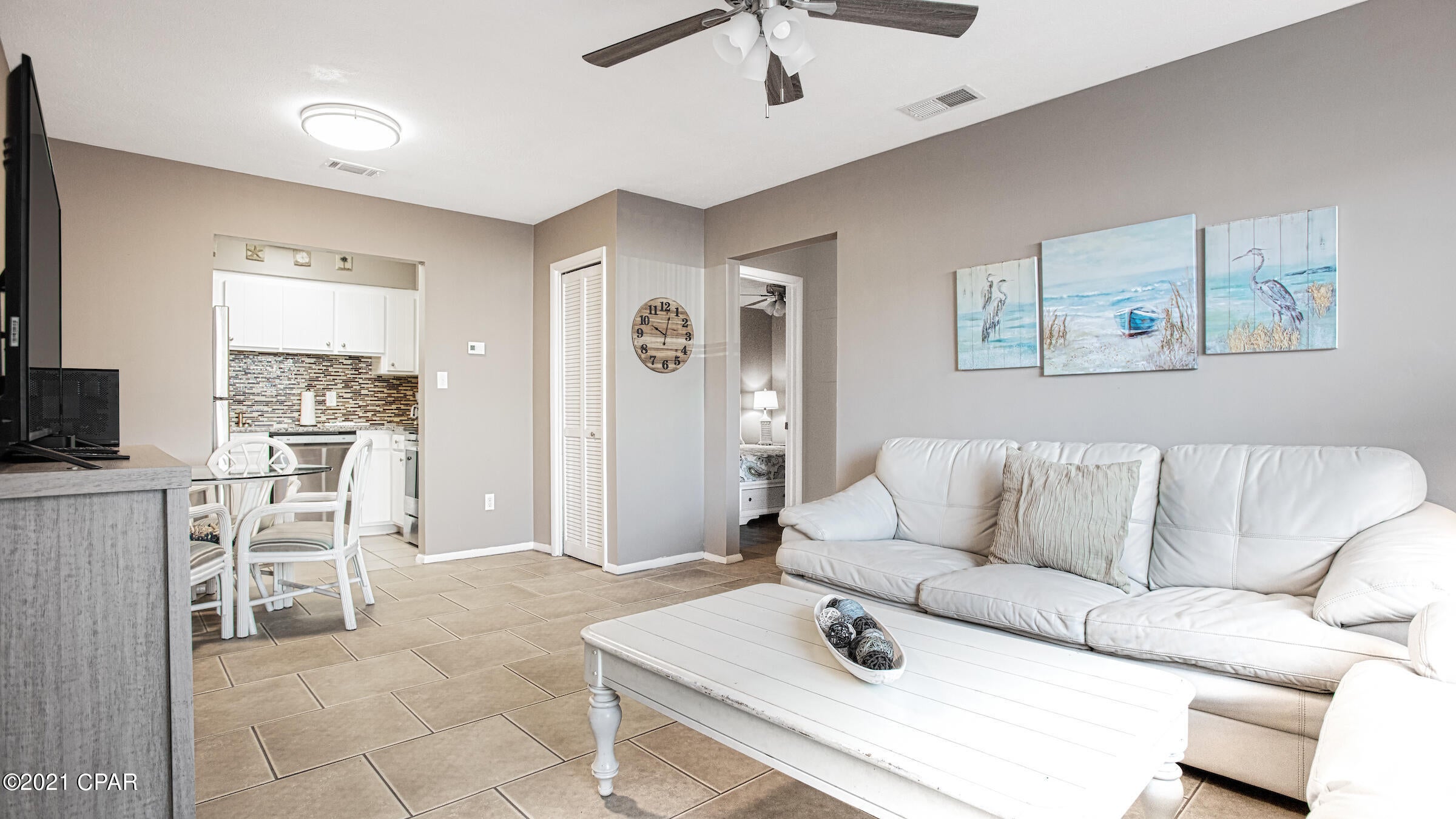 Beautiful Updated ground floor 2BR, 1BA condo across the street from the beach.  You will enjoy the recent upgrades in this condo featuring new flooring, kitchen and bathroom counter tops, tile backsplash and stainless steel appliances. The many property amenities include 2 pools, hot tub, shuffleboard and clubhouse. The unit is also located just 2 miles west of Pier Park.