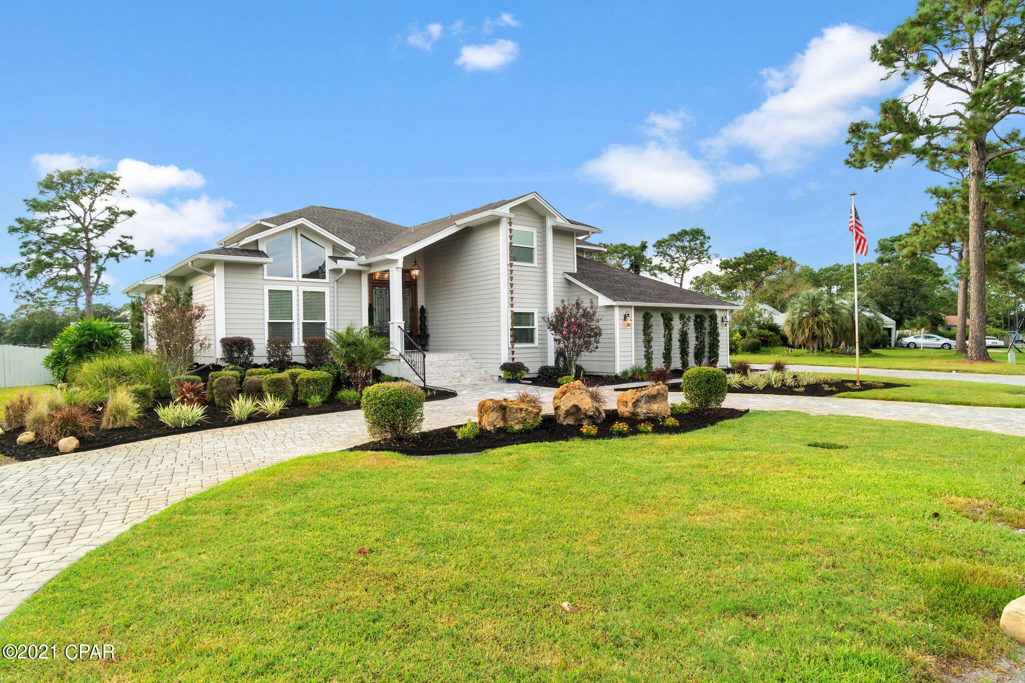 One of the premier executive residences on the Emerald Coast with a beautiful architectural design and wonderful location on the 14th Fairway of Holiday Golf Club in the highly desirable Colony Club development. Completely renovated in 2016, the home has 4 bedrooms, 4 bathrooms and 3,150 sq. ft. of living space.  A gourmet kitchen featuring a Wolf propane range and Wolf double oven with warming tray and microwave, coffee nook, granite countertops, large island and custom cabinetry. Great outdoor space (saltwater pool, cabana, courtyard, deck) for entertaining. New roof, 6' seamless gutters and drip edge in 2020-21. Exterior and interior painted in 2021.  All Pella HurricaneShield Series windows and doors. No HOA. This amazing home is just a few miles from the emerald green waters and white sandy beaches of the Gulf of Mexico. So come and enjoy making special memories in this wonderfully maintained property that is just waiting for your arrival. X Flood Zone - Flood Insurance is not required. Frontgage bar stools (6), patio furnishings, all televisions, refrigerator, washer, dryer, and home generator will convey. Additional information regarding upgrades and maintenance is available throught the listing agent.  All sizes and dimensions should be verified by buyer if important.
