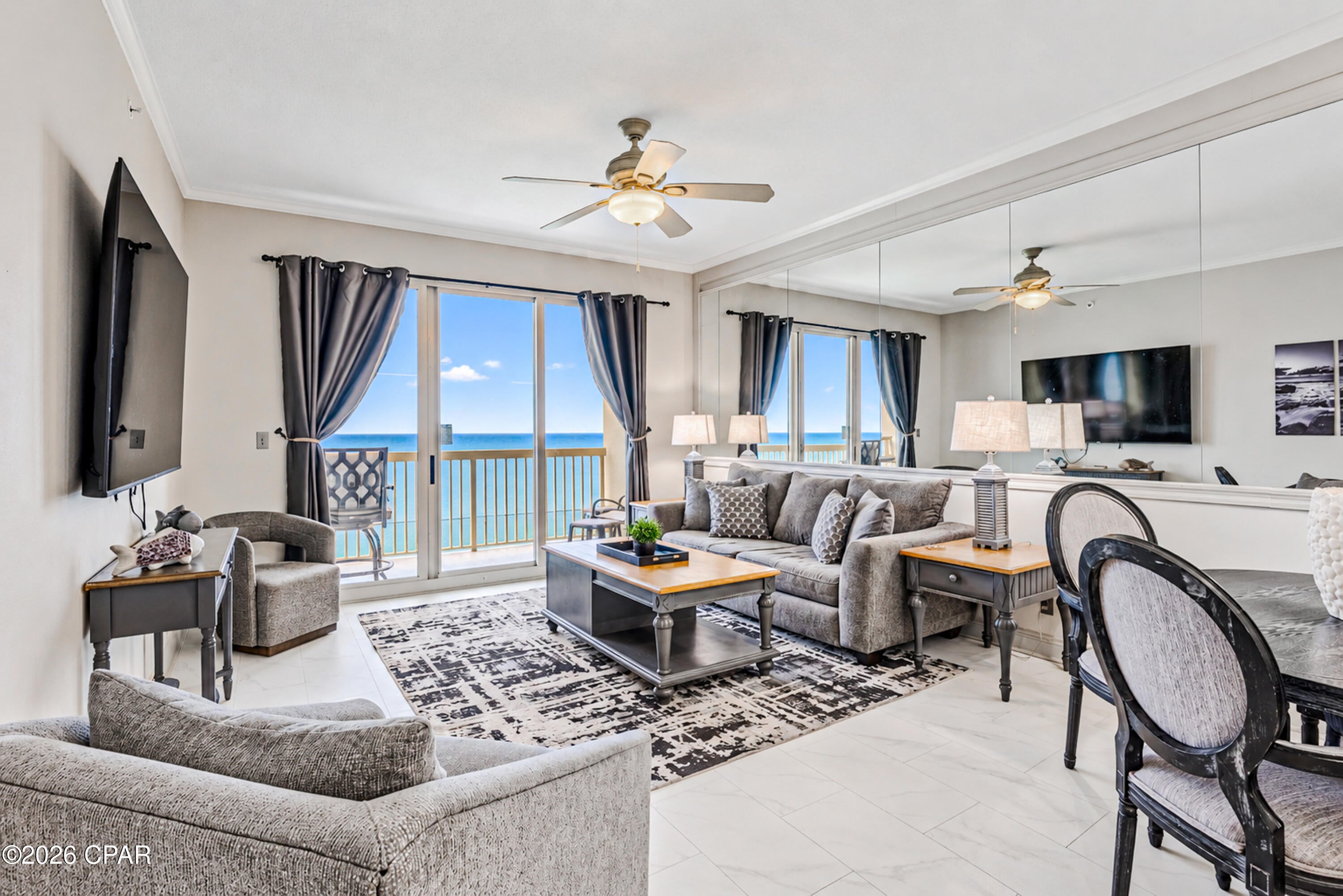 Best location Condo in PCB! Excellent Rental Income Potential! 
Discover beachfront living at its finest in this stunning 2-bedroom, 2-bathroom condo with a bonus bunk room, located in the highly sought-after Calypso Tower II. Perfectly positioned along the Gulf of America, this unit offers breathtaking, unobstructed views of sugar-white sands and emerald waters from your private balcony.
Step inside to find a bright and vibrant space; fully equipped kitchen, wet bar, spacious living area, and a sliding glass door that let the natural light and coastal beauty shine all the way through the unit. The master suite features direct balcony access, an en-suite bathroom with a double vanity. The second bedroom is equally spacious, and the cozy bunk room is perfect for additional guests or kids.
Enjoy all the resort-style amenities Calypso has to offer, including two beachfront pools, a tiki bar, and a fitness center. Situated just steps from Pier Park's dining, shopping, and entertainment, this condo is perfect as a rental investment or your own personal getaway!
Don't miss out on this prime opportunity to own a piece of paradise on the Gulf!