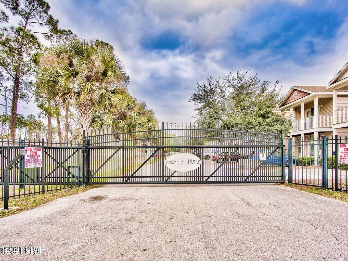 Marlin Place, a small community is located near the beach, and convenient to shopping and attractions. This 24 unit gated community consist of single family homes with 3 Bedrooms, 2 1/2 Baths, and approximately 1,500 square ft, There are 9 foot ceilings ,very spacious bedrooms. Nice large covered front and back porches on lower level, and covered deck on upper floor. Master bedroom has a walk-in closet, and access to the back covered porch. The laundry area has enough space for a full size washer and dryer. Kitchen has all stainless steel appliances, a breakfast bar, and a pantry. Master br, and bath at 1st level, 2 more br and 1 bath upstairs. Community have a pool with a bath house. Gate with key pad entry. House occupied with long term tenants,