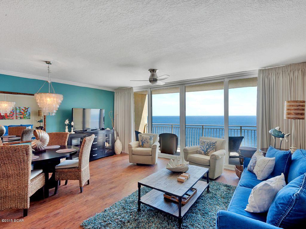 Welcome to Paradise! Located in the luxurious Emerald Beach Resort, this 17th floor unit has a spectacular view of the Gulf of Mexico and would make a perfect investment property, second home, or permanent residence. This unit has tons of upgrades such as new flooring, new paint, beautiful shutters in the bedroom, new lighting, updated kitchen, remolded master bath, HVAC system was replaced in Feb 2015. Over all beautifully furnished. Emerald Beach is one of the newest condominiums complexes in Panama City Beach and offers endless amenities.  Emerald Beach is located less than2 miles from Pier Park. Amenities include a beach side pool with Jacuzzi and a fully stocked Tiki Bar, a Kid's Lagoon pool with water features, large state-of-the-art fitness center, a walk-over Sky Bar sports lounge, , Starbucks and snack bar on-site. It is also one of the only resorts offering valet parking, karaoke,  and organized kid's activities.This is a great investment property Rental Revenue projection of $33,000!