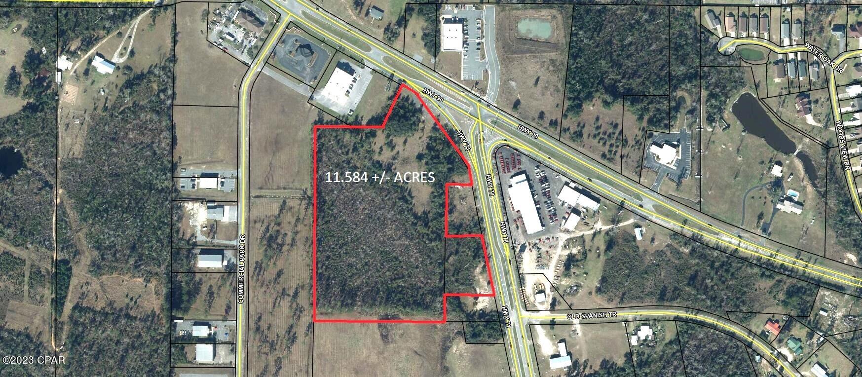 Great location with many options for a commercial venture.  Location will catch home folks or the off interstate traffic.  Ideal for a strip mall or commercial operation. 11.59 ACRES! Traffic Count is total 21500 per day, 9100 continue on Hwy 90 and 17000 per day on Hwy 71. Approximately  775 Front foot on Hwy 90 and Hwy 71. Traffic signal at intersection!! Located across from New Jackson Hospital Walk in Clinic.