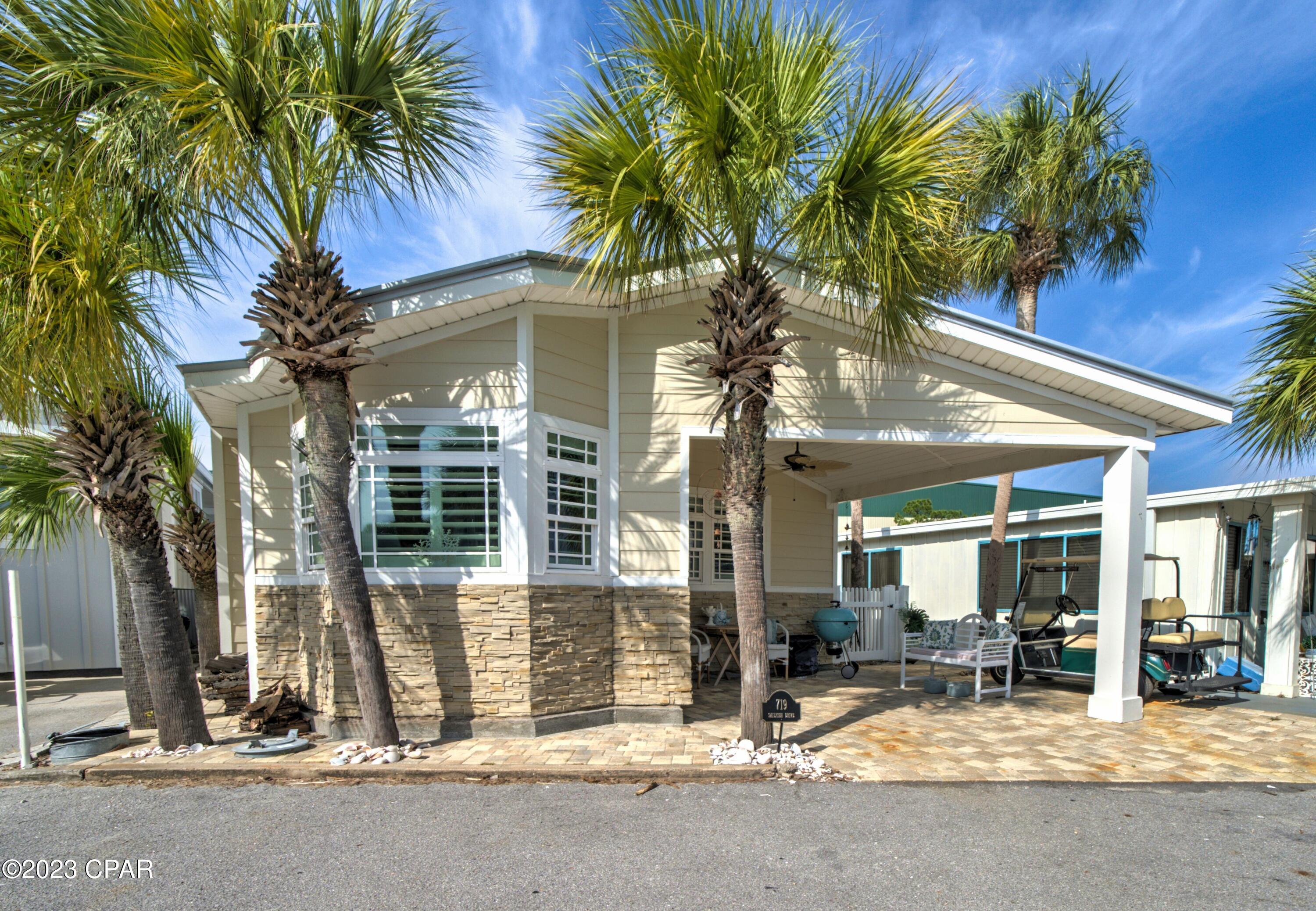 Check out this stunning Venture Out home. This 2021 beautiful build has LVP flooring, quartz countertops and beautiful finishes. Great open floor with a nice size kitchen and living room. Potential for bunk room as well.   Perfect for second home or investment opportunity! Venture Out is a golf cart community that has exploded with popularity recently. With 300' on the beautiful pristine beaches of the Gulf of Mexico and 1,000' on the Gulf