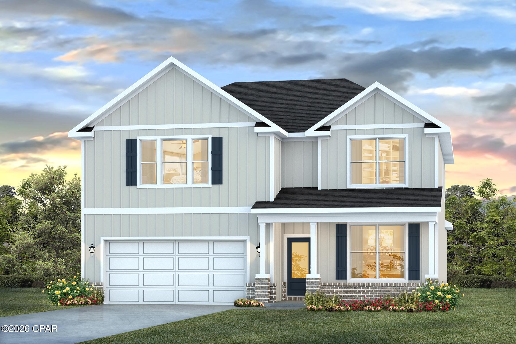 Welcome to the Embry, a new home floor plan at Hodges Bayou in Panama City, Florida. The Embry plan is a 5-bedroom, 3.5-bathroom two-story home with over 2800 Sq. Ft. and a two-car garage.

As you step inside, you're greeted by a versatile flex space right off the foyer--perfect for a bright home office, a formal dining room, or a cozy reading nook. The open-concept design flows seamlessly into the heart of the home: a stylish kitchen featuring sleek stainless-steel appliances, crisp white cabinetry, and a massive center island. This space connects directly to an expansive great room, creating the ultimate hub for daily life and entertaining guests.

The main-level primary suite is designed as a peaceful retreat, offering a private escape from the hustle and bustle. The en-suite bathroom combines function and luxury, boasting a double vanity, private water closet, spacious shower, a relaxing garden soaking tub, and an oversized walk-in closet. Upstairs, you'll find a large, flexible living area ideal for a game room, media center, or family hangout. Four generously sized secondary bedrooms share two full bathrooms, providing ample room for everyone. One bedroom even includes a private, attached bathroom--perfect for guests or a teen suite.

On the outside of this home, you'll see durable Hardie board siding on all sides of the home. There is also a covered front patio area for you to sit and enjoy the beautiful Florida weather.

Located in the fast-growing Panama City area, this new construction home in Hodges Bayou is equipped with modern Smart Home Technology to simplify your life. Don't miss your chance to own in this premier community--contact us to tour the Embry plan today!