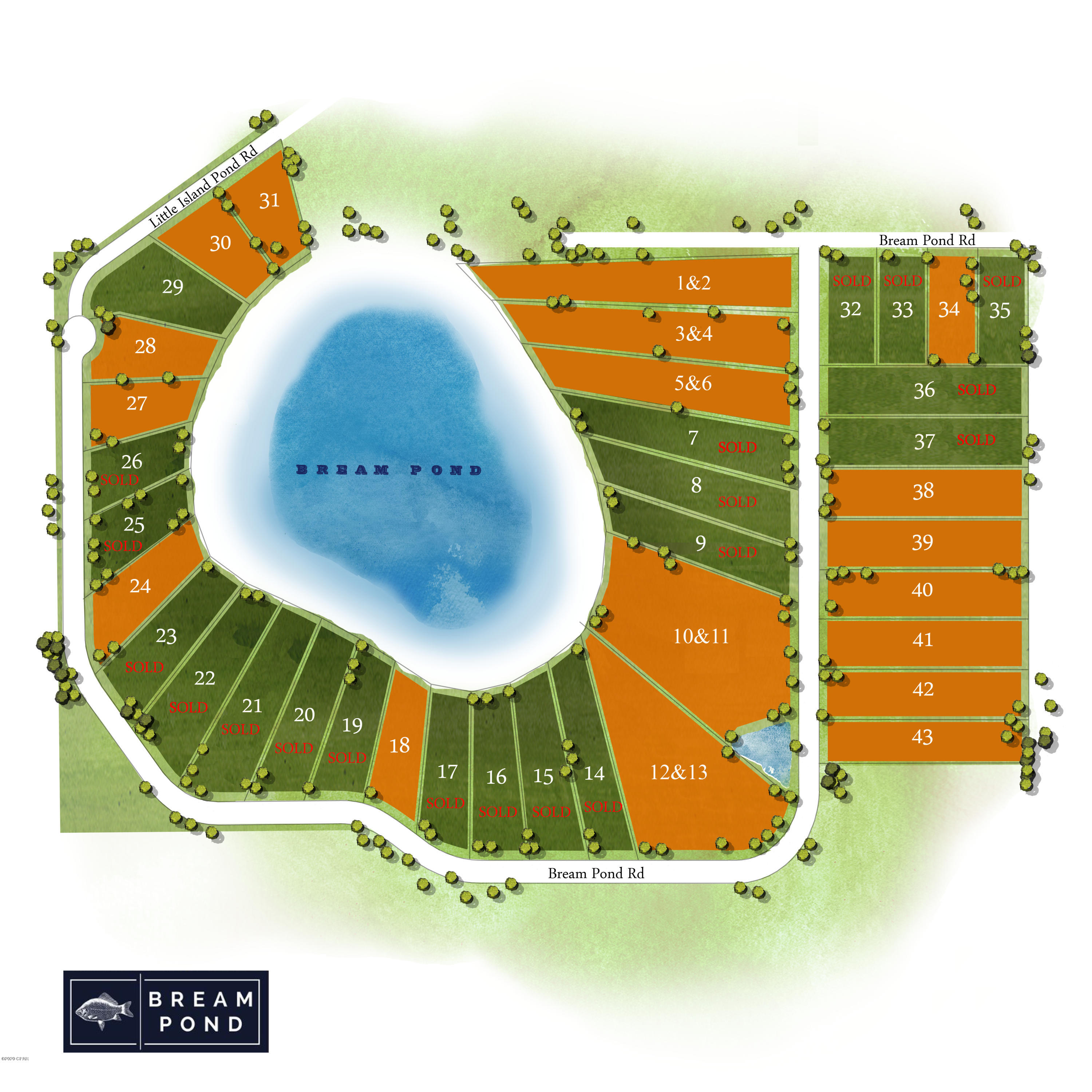 BREAM POND 1 ACRE LOT-OWNER FINANCING AVAILABLE-20% DOWN/20 YEAR AMORTIZATION/9% INTEREST/5 YEAR BALLOON-ATTENTION BUILDERS and DEVELOPERS-This is a dream lot and location ready to build on. 40 separate parcels in this wonderful 

subdivision surrounding and including Bream Pond in Northern Bay County. All platted, paved roads, underground electric.With all of the recent growth in the Sand Hills portion of Northern Bay County, this property is ready-to-go. This lot is about 1/2 mile East of Hwy 77 and 1/2 mile South of Hwy 20 making it a very convenient location. Bream Pond is a beautiful 30 Acre Lake that is known for it's fishing. It has clean clear water and a white sand lake bottom making it a desirable lake for swimming, kayaking, and other water activities
