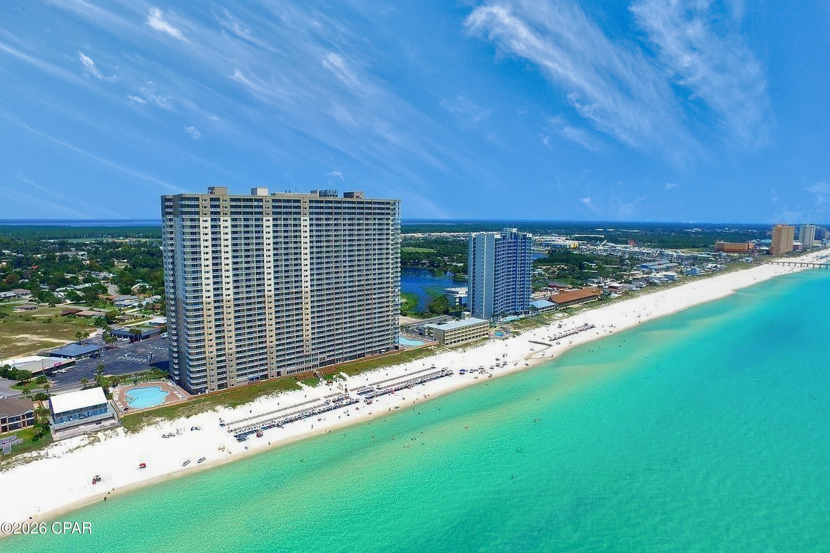 This beautifully updated Tidewater 2612 condo offers one of the most desirable floor plans on the beach--the popular ''L Plan'' with a Gulf-front master suite, open living area, and a bunk room with French doors, a huge plus for families and rental guests. Fully furnished and turn-key, it comfortably sleeps up to six and includes a private exterior storage closet for all your beach gear. With strong rental potential and top-tier amenities--two outdoor pools, indoor pool, Gulf-front fitness center, tiki bar, restaurant, movie theater, and more--this condo is the perfect investment or vacation escape. Ideally located next to Pier Park, Topgolf, and Panama City Beach's best dining and entertainment!